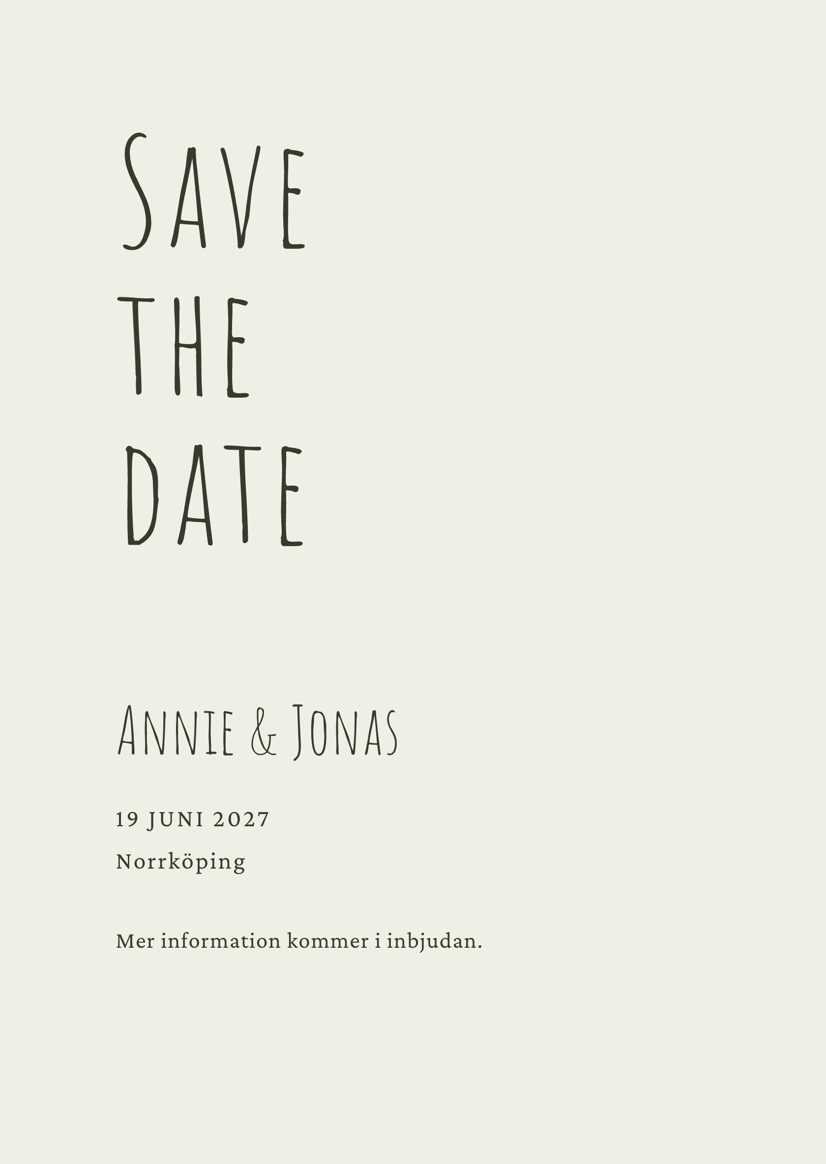 Digitalt save the date-kort – Eucalyptus