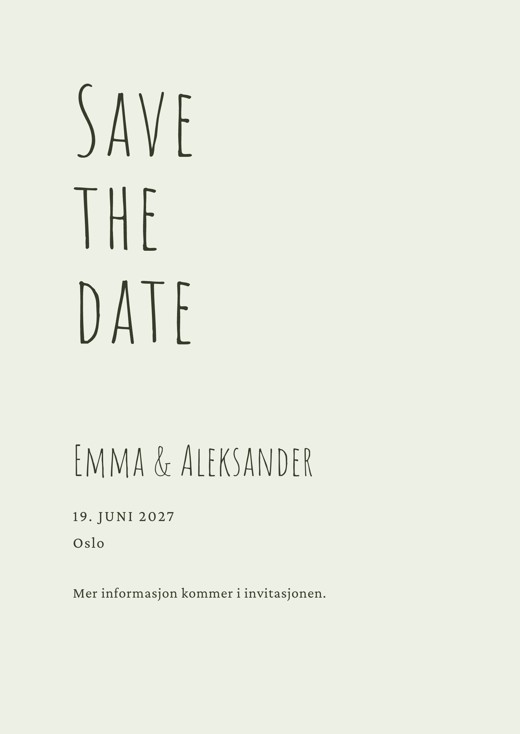 Digitalt save the date-kort – Eucalyptus