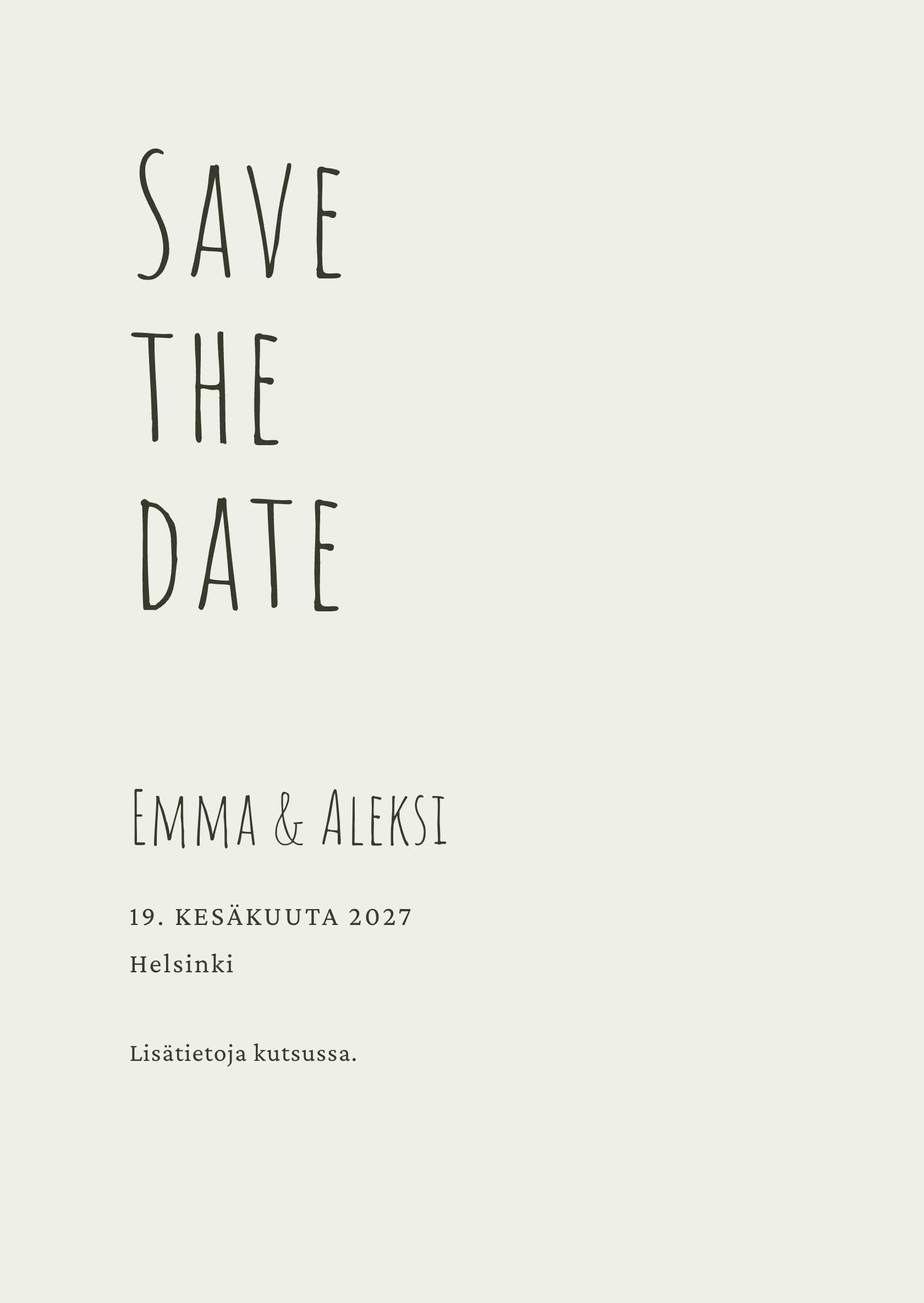Digitaalinen save the date -kortti – Eucalyptus