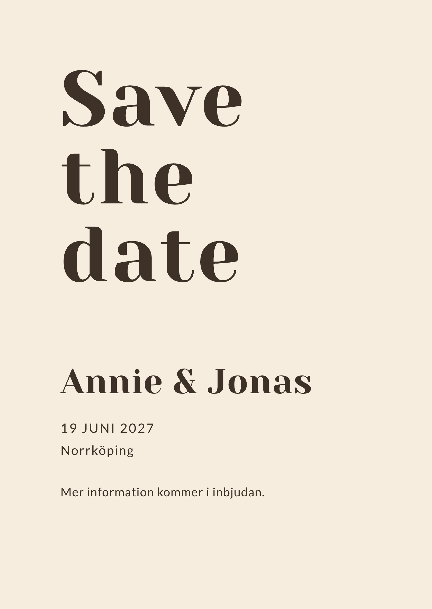 Digitalt save the date-kort – Hazel