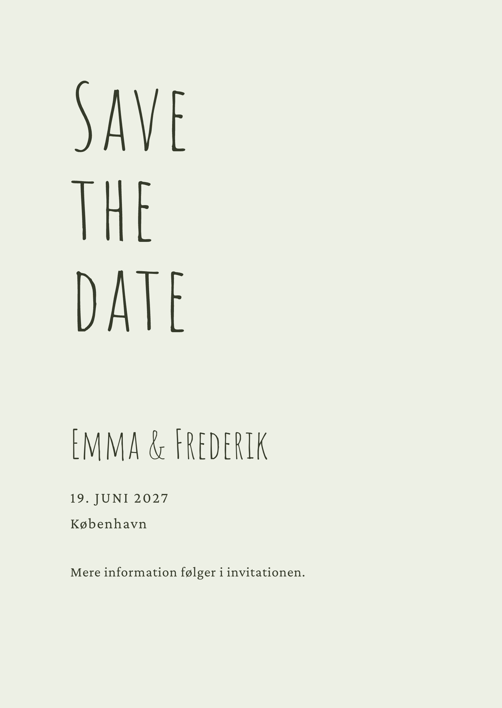 Digitalt save the date-kort – Eucalyptus