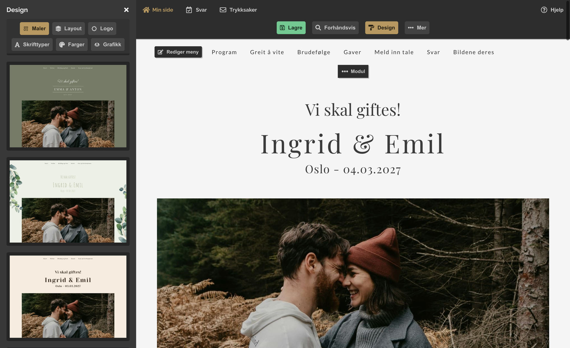Lag en bryllupsnettside raskt og enkelt med Bryllupslykke.no