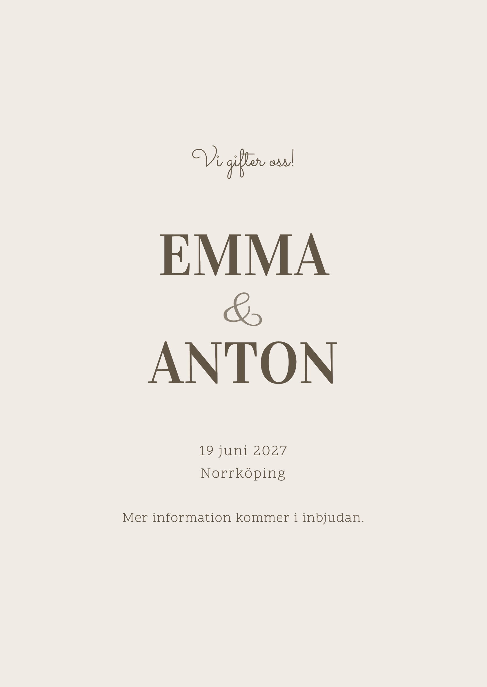 Digitalt save the date-kort – Linen