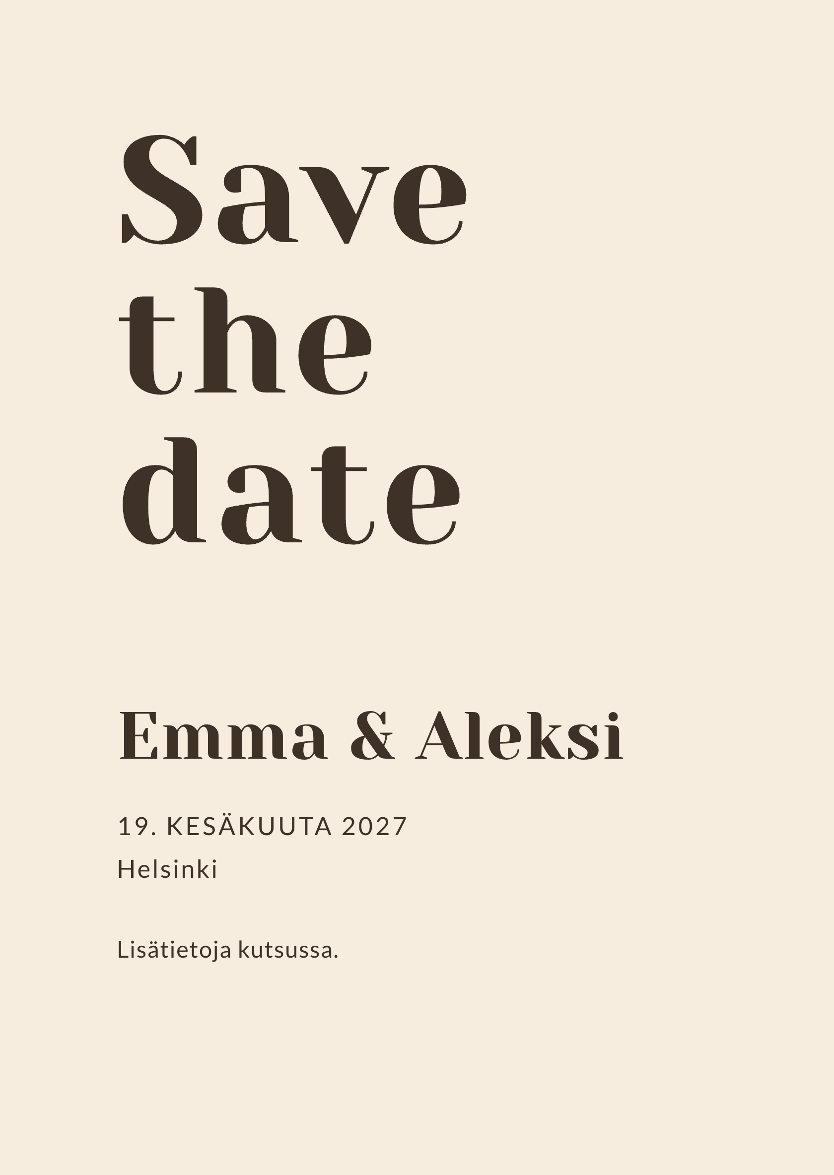 Digitaalinen save the date -kortti – Hazel
