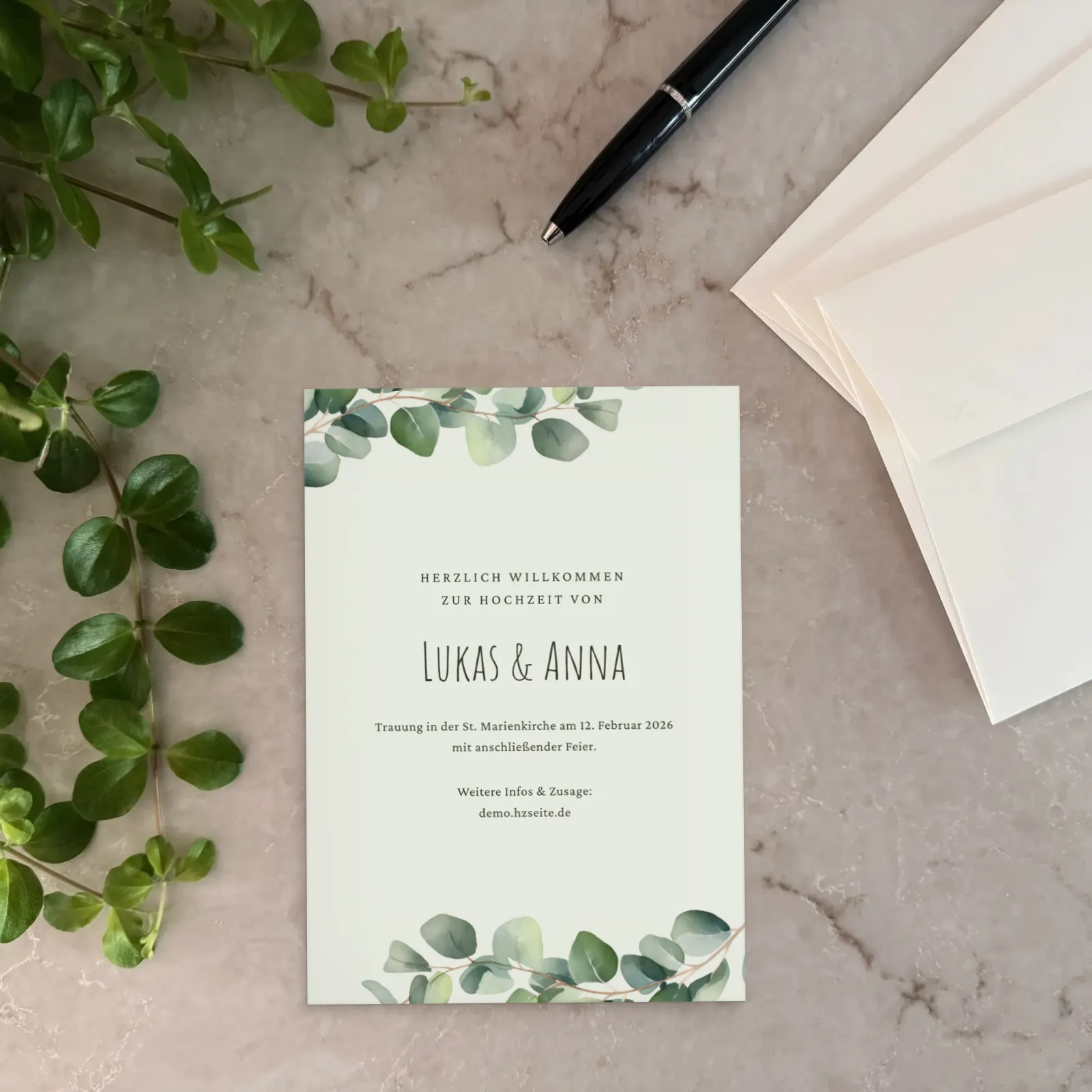 Hochzeitseinladung - Eucalyptus