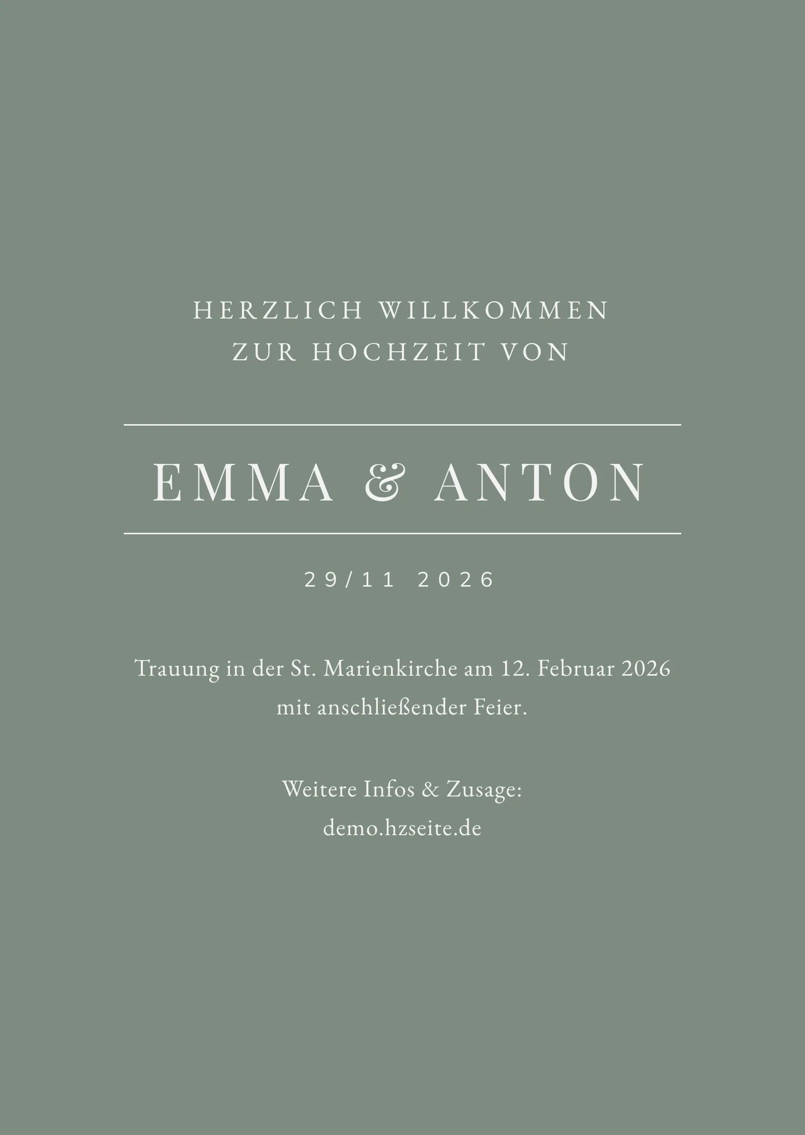 Hochzeitseinladung - schlichtes Grün