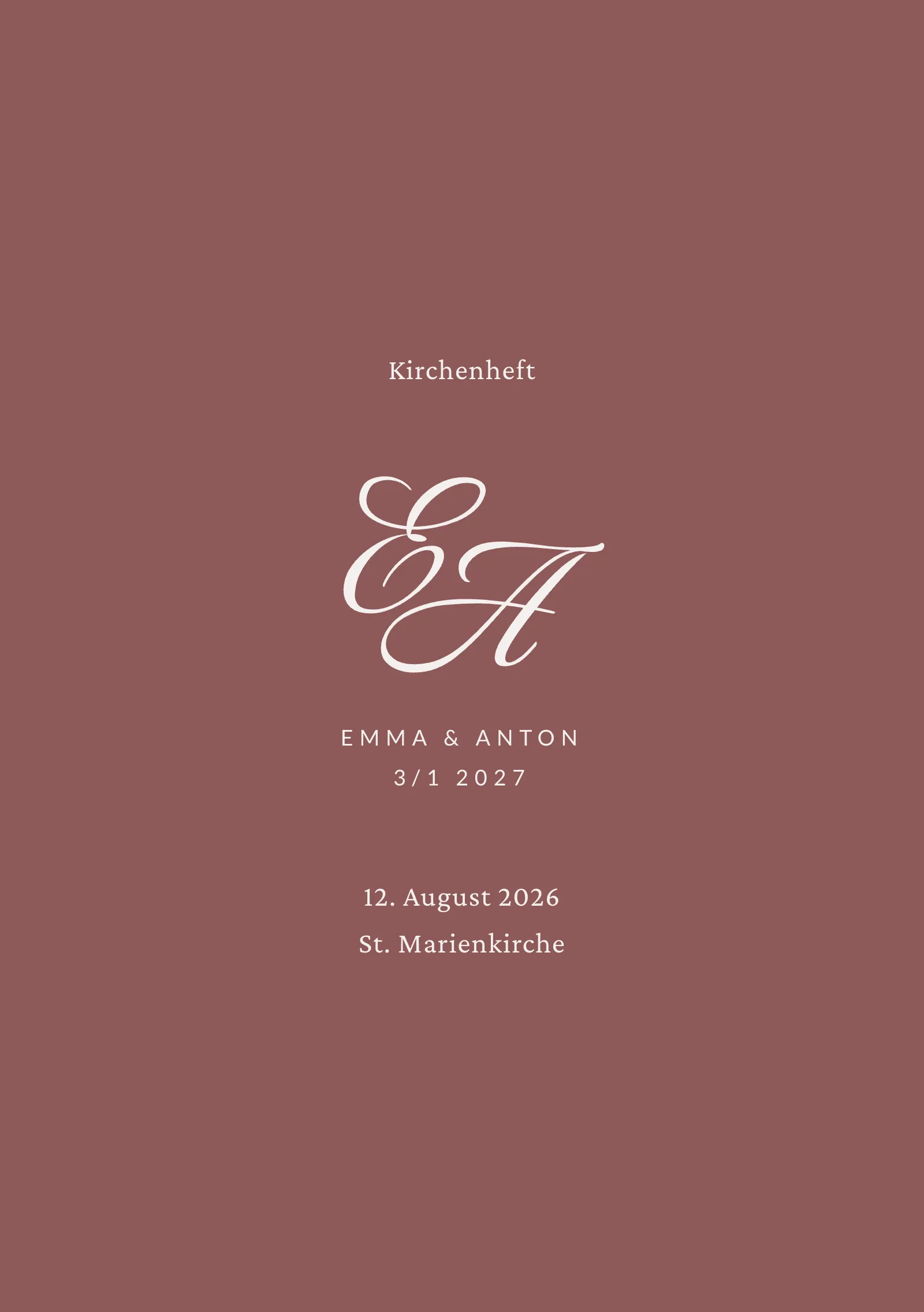 Kirchenheft zur Hochzeit - Blush