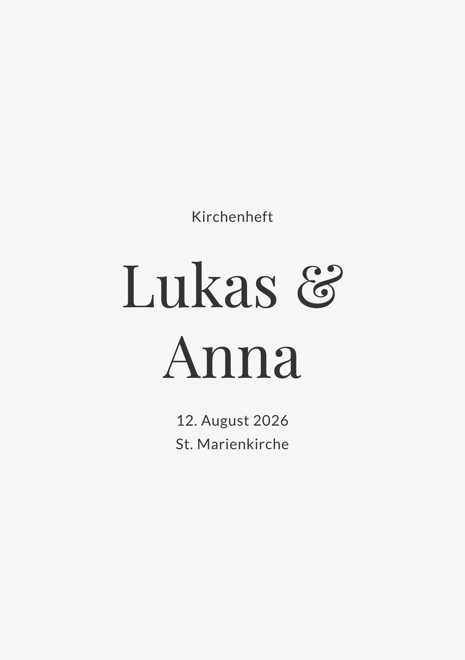 Kirchenheft zur Hochzeit - Editorial