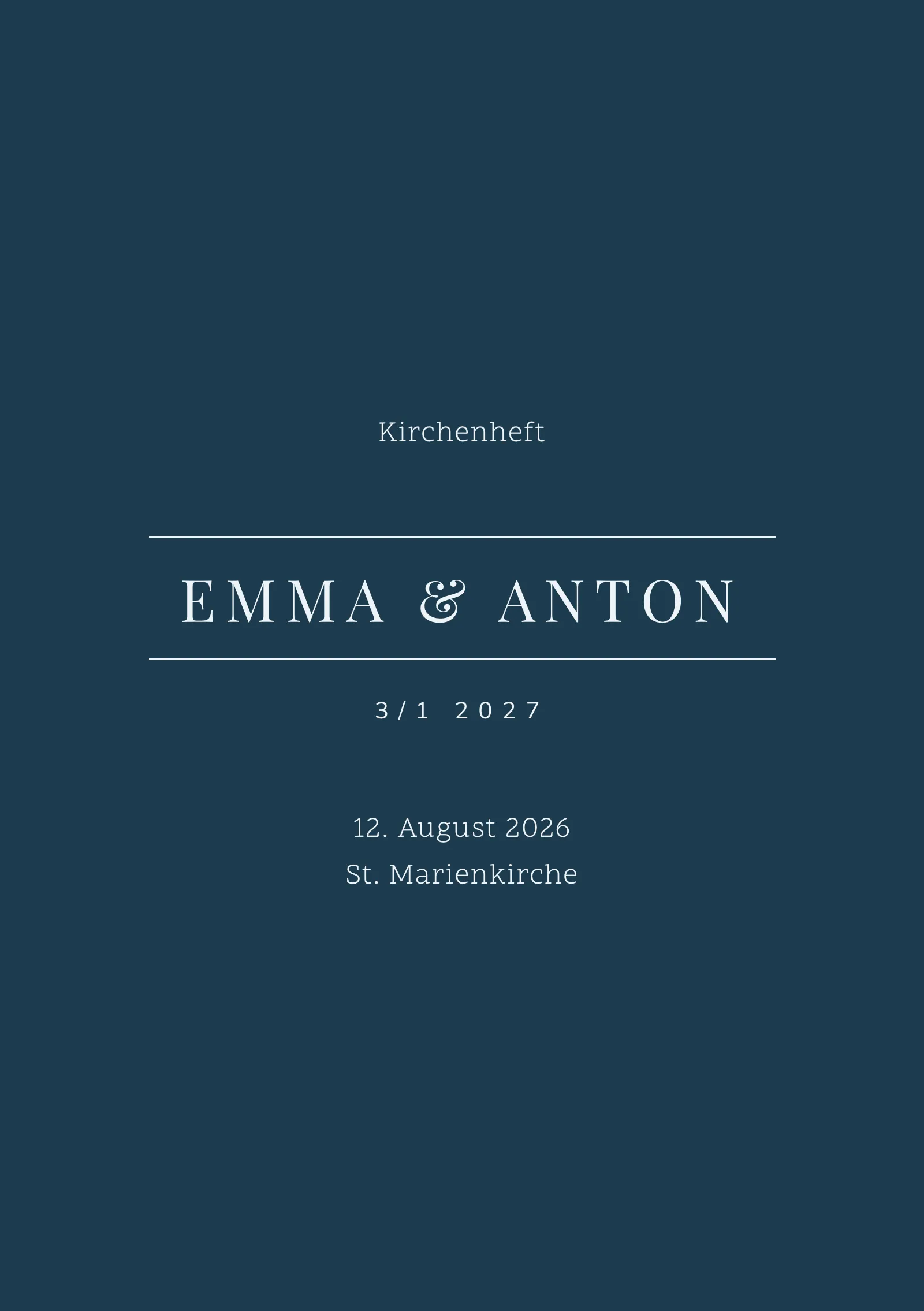 Kirchenheft zur Hochzeit - Monarch