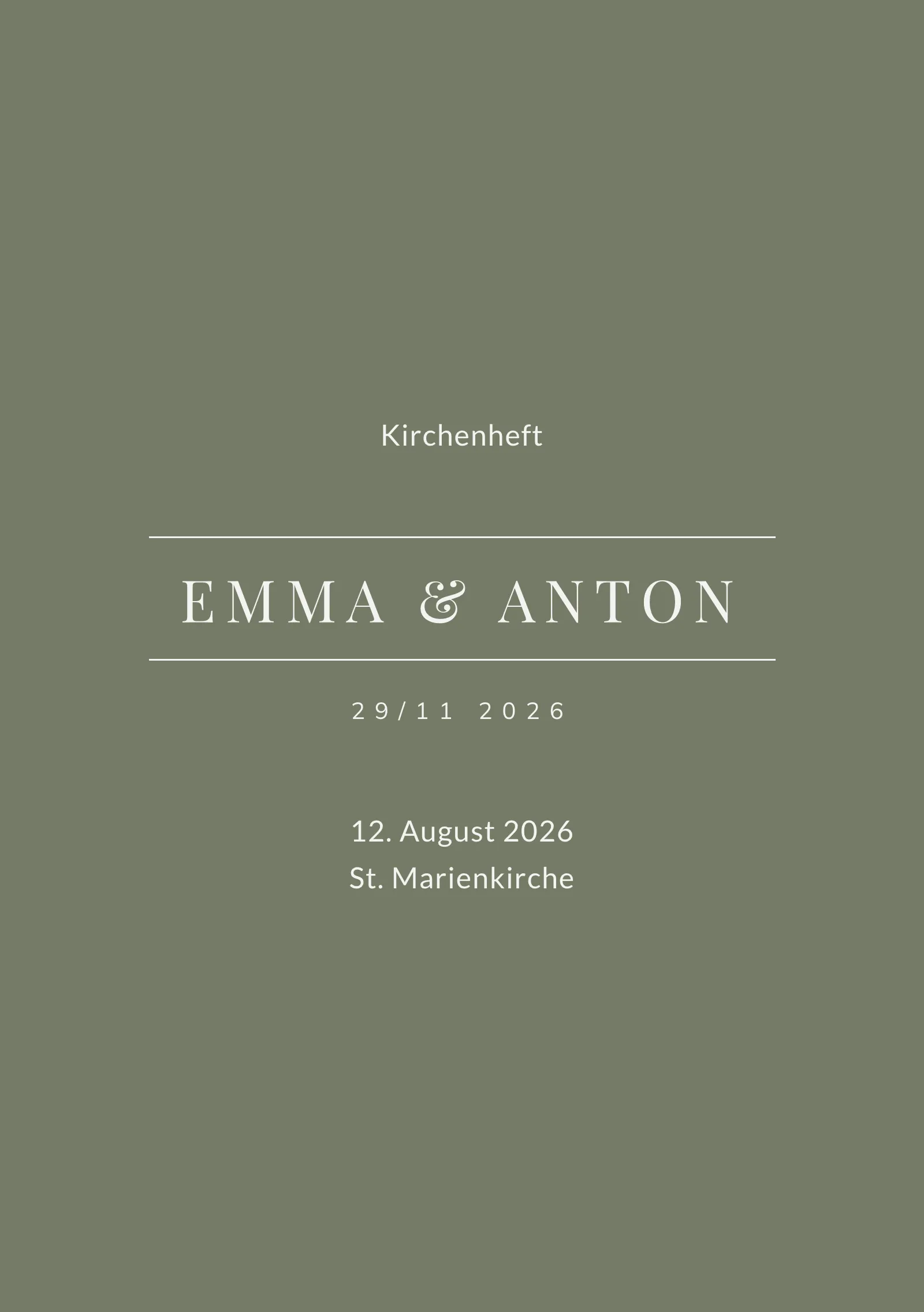 Kirchenheft zur Hochzeit - Moss