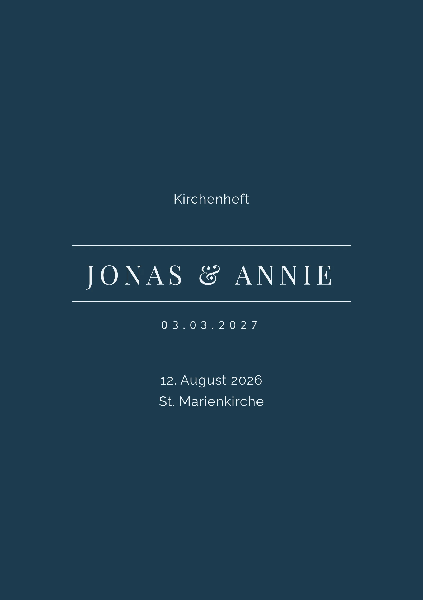 Kirchenheft zur Hochzeit - stilvoll und elegant