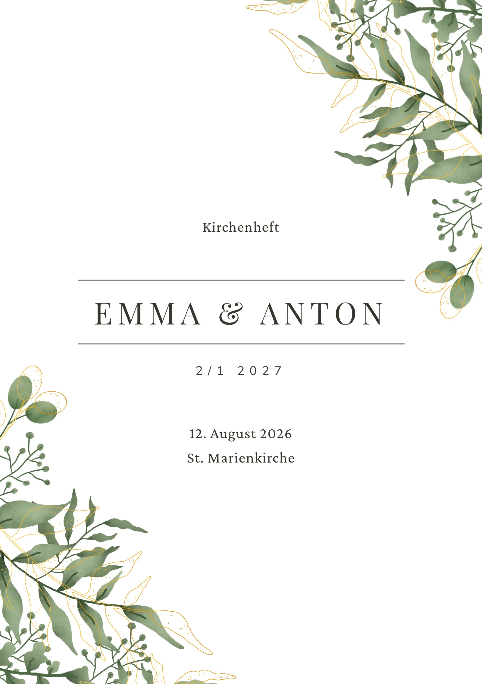 Kirchenheft zur Hochzeit - Sylvan