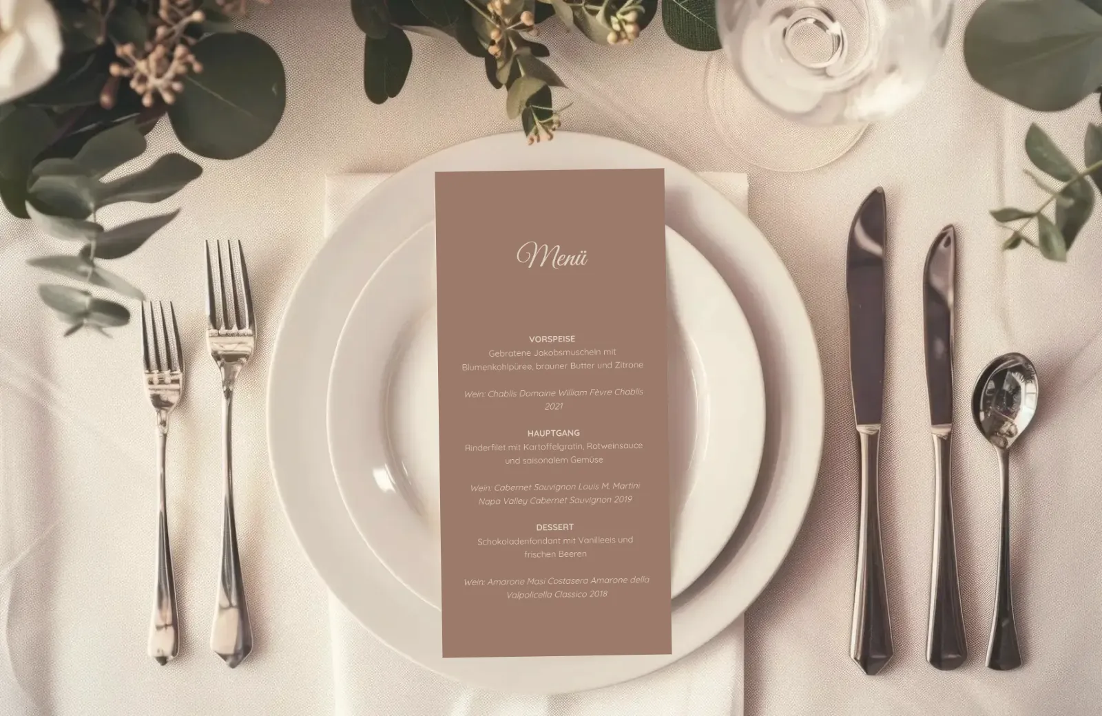 Menükarte zur Hochzeit - Siena