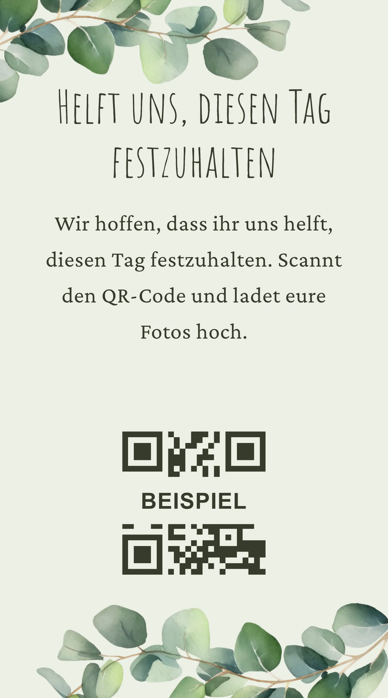 QR-Karte für Gästefotos - Eucalyptus