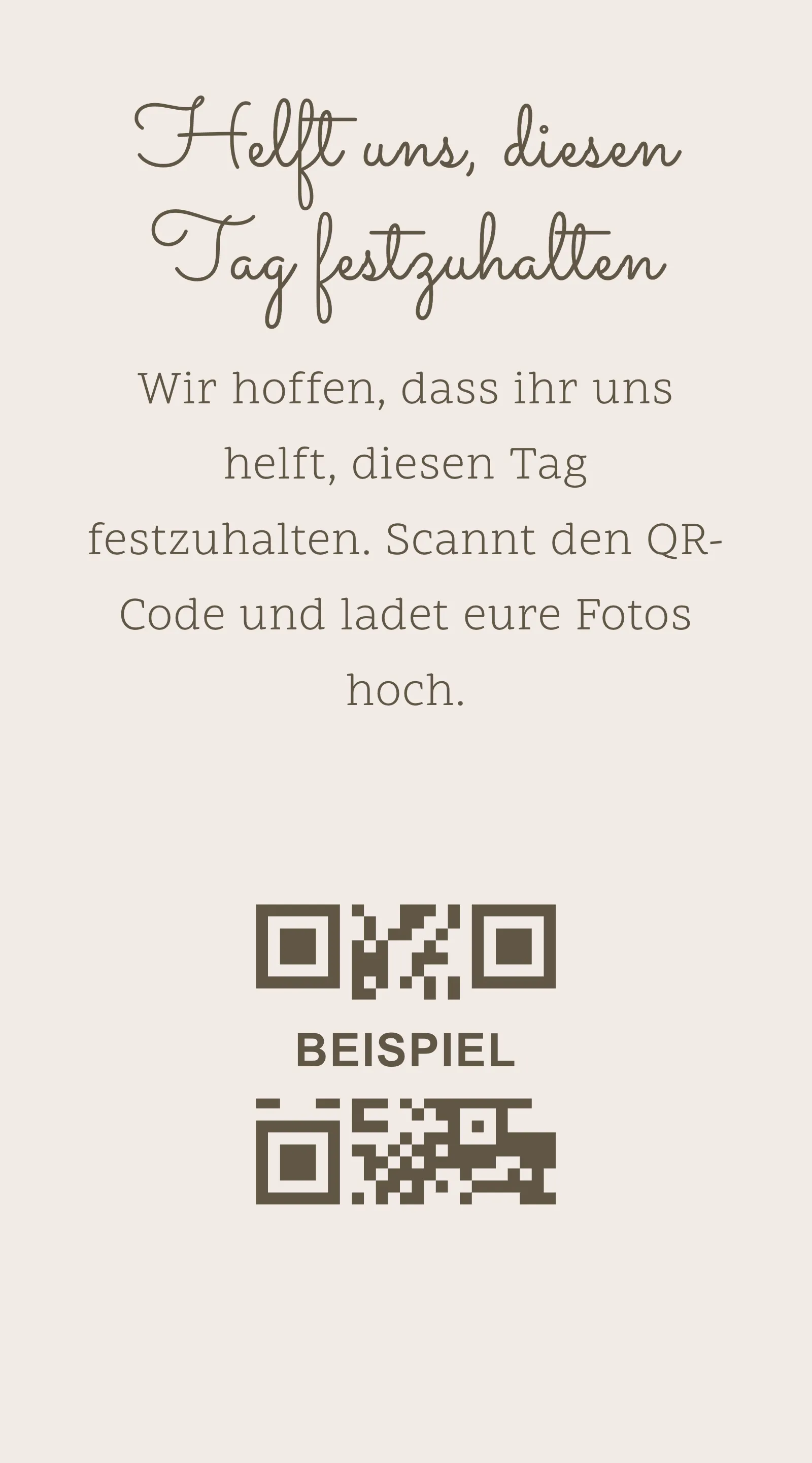 QR-Karte für Gästefotos - Linen