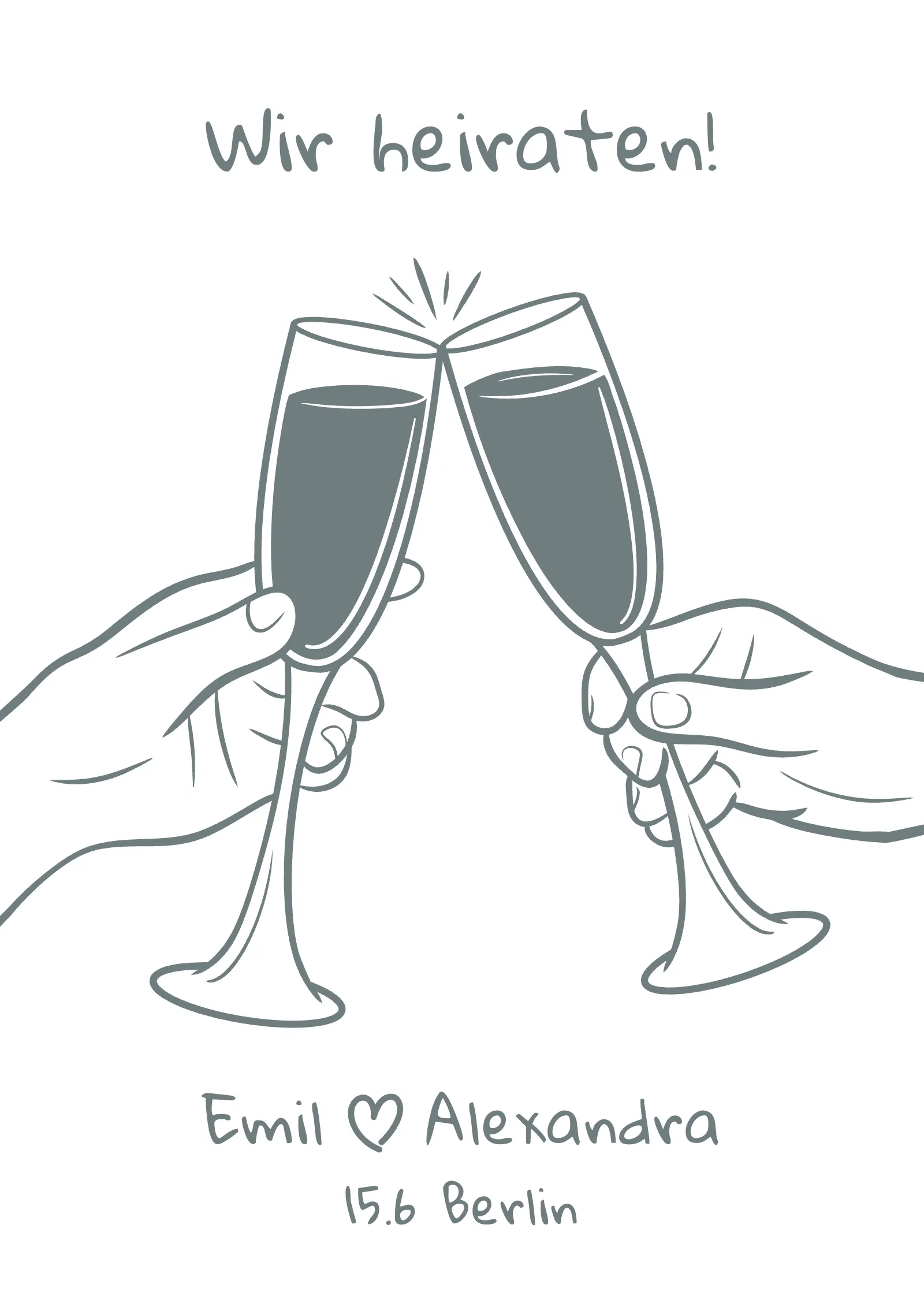 Save-the-Date-Karte - Anstoßende Champagnergläser