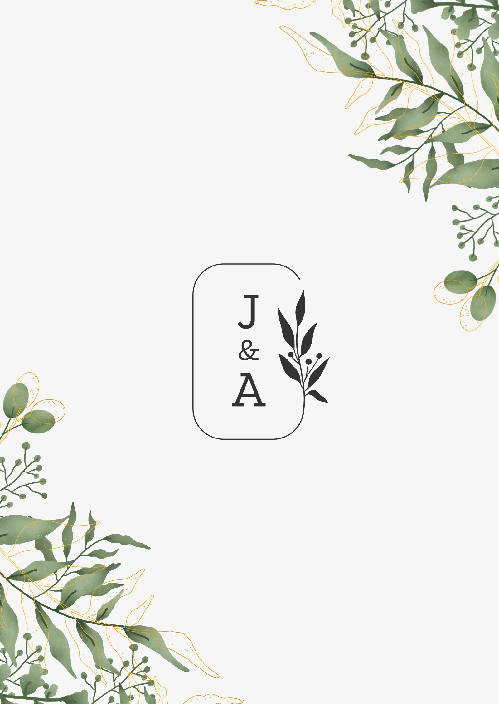 Save-the-Date-Karte - Elegant mit schönen Blättern und Golddetails