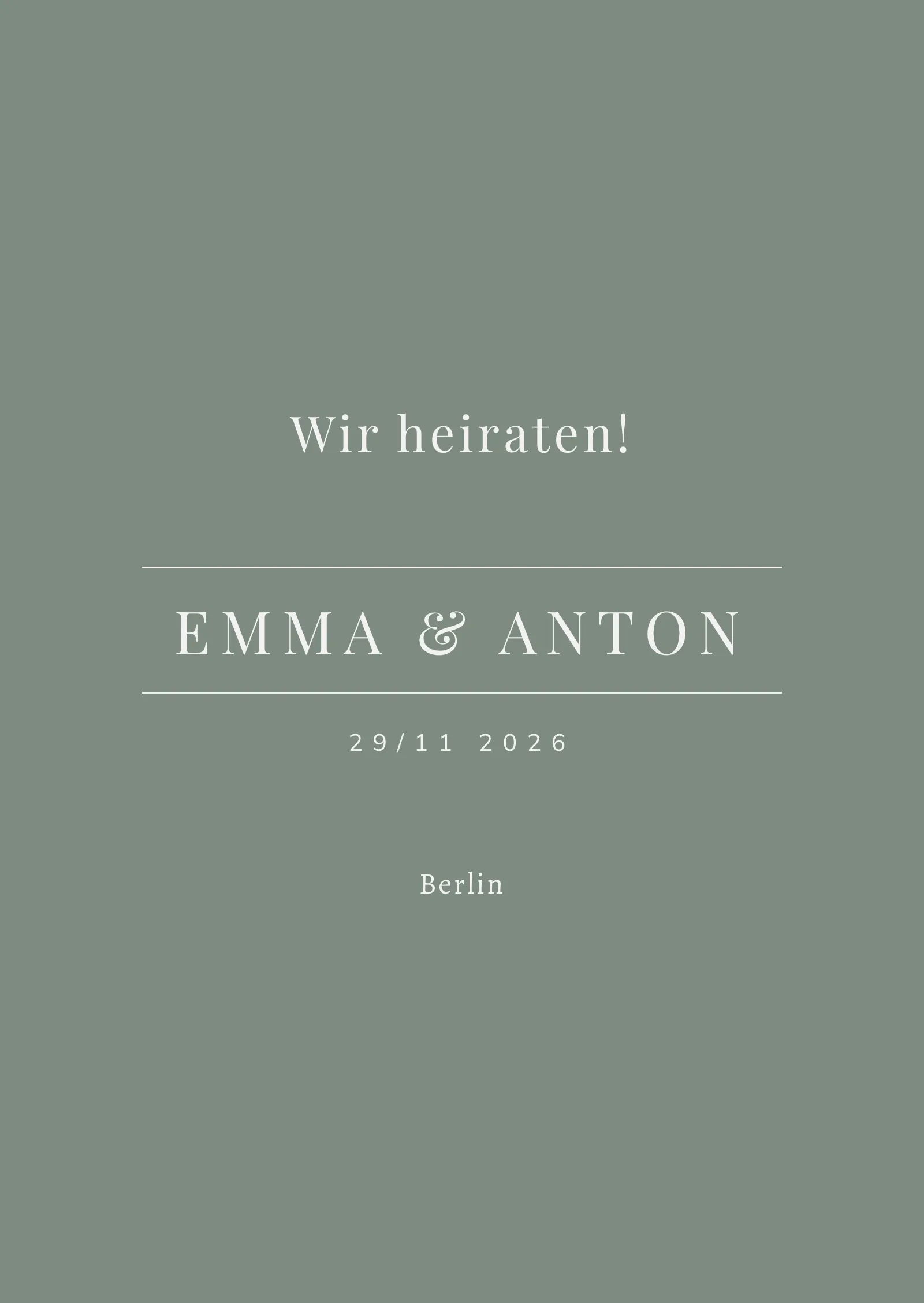 Save-the-Date-Karte - Grün und elegant