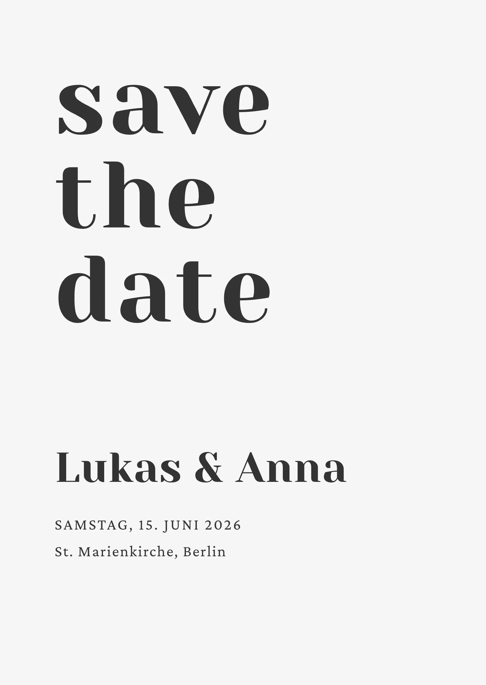 Save-the-Date-Karte - Modern und schlicht