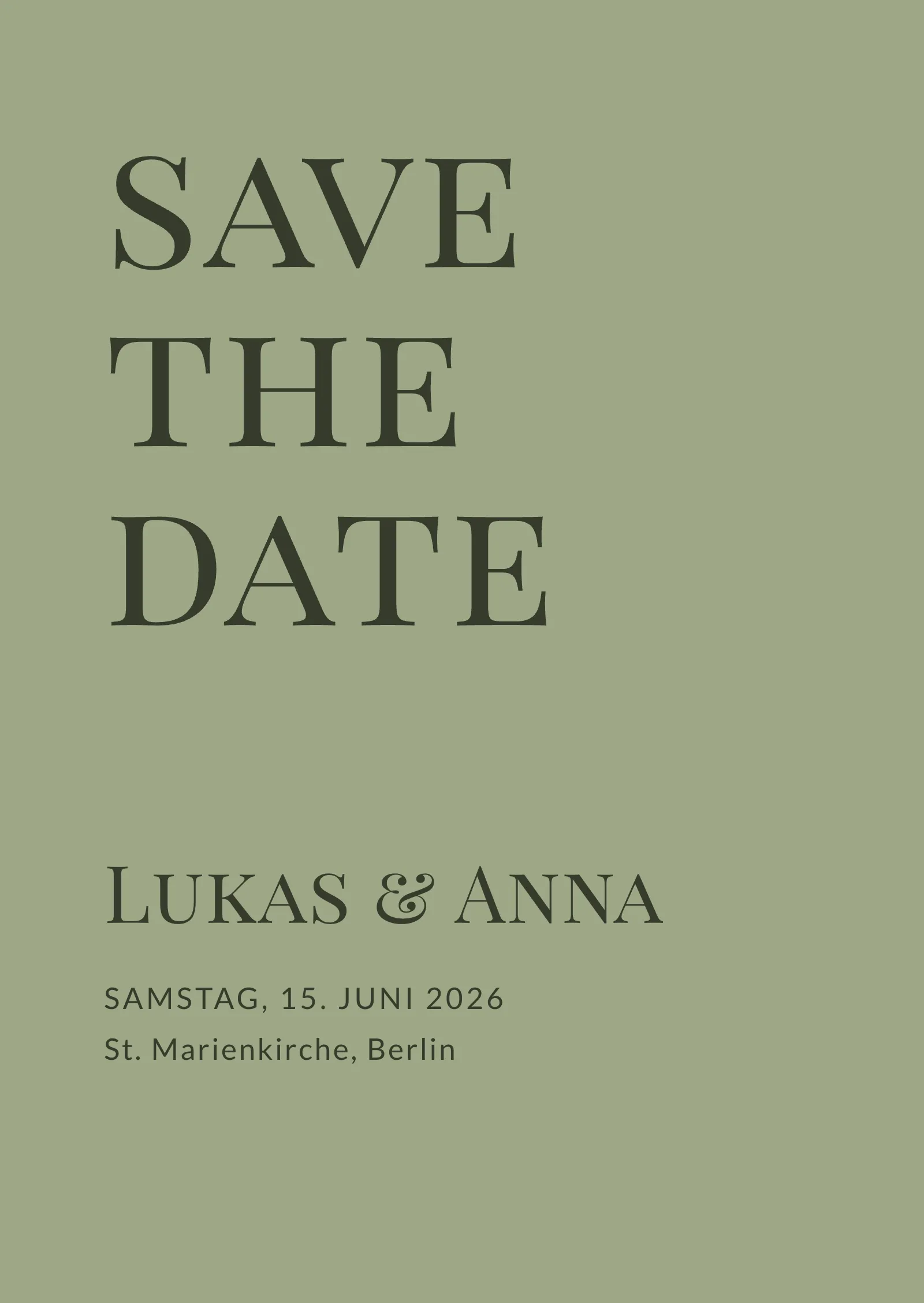 Save-the-Date-Karte - Schlichtes Grün
