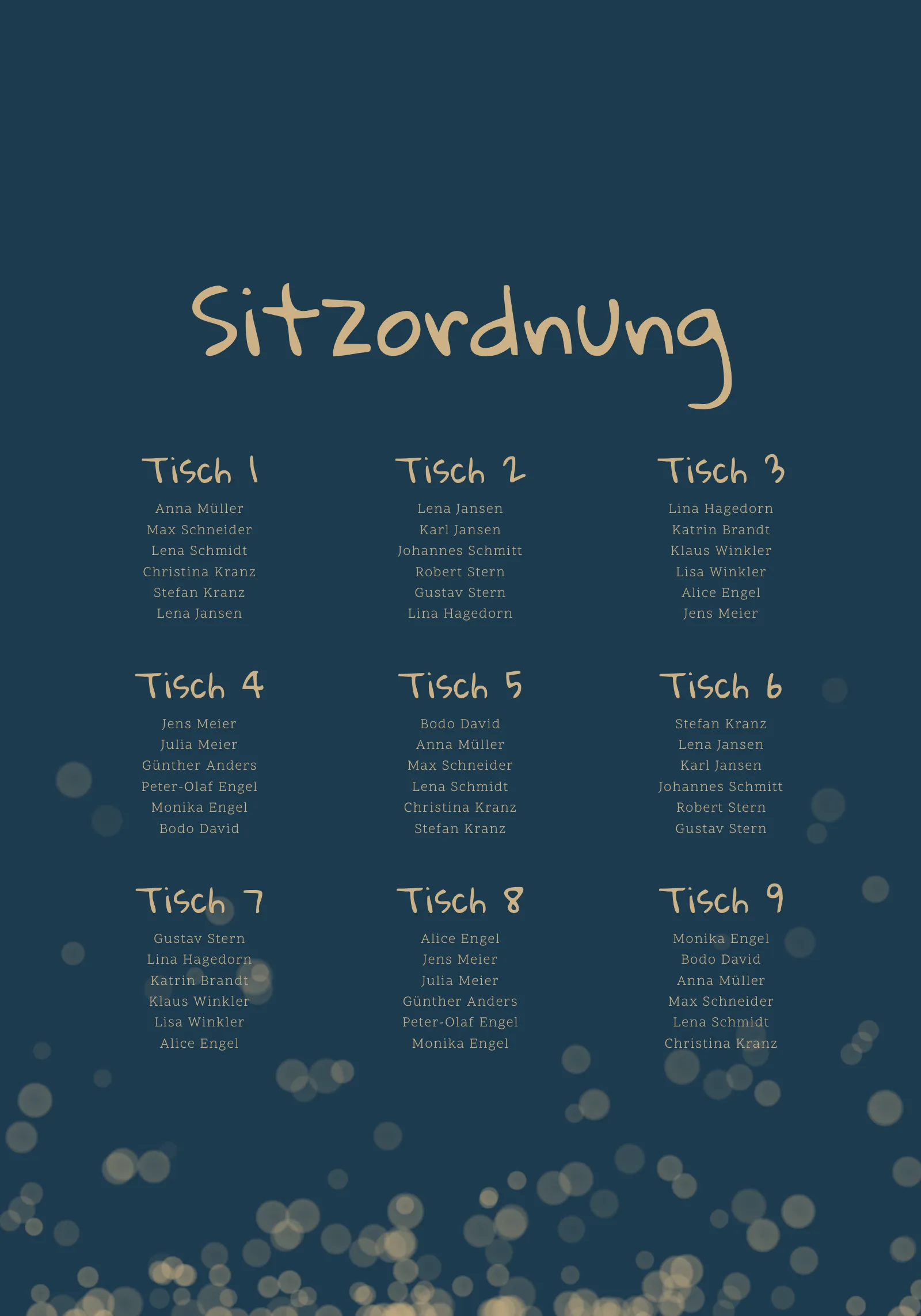 Sitzplan - Afterglow