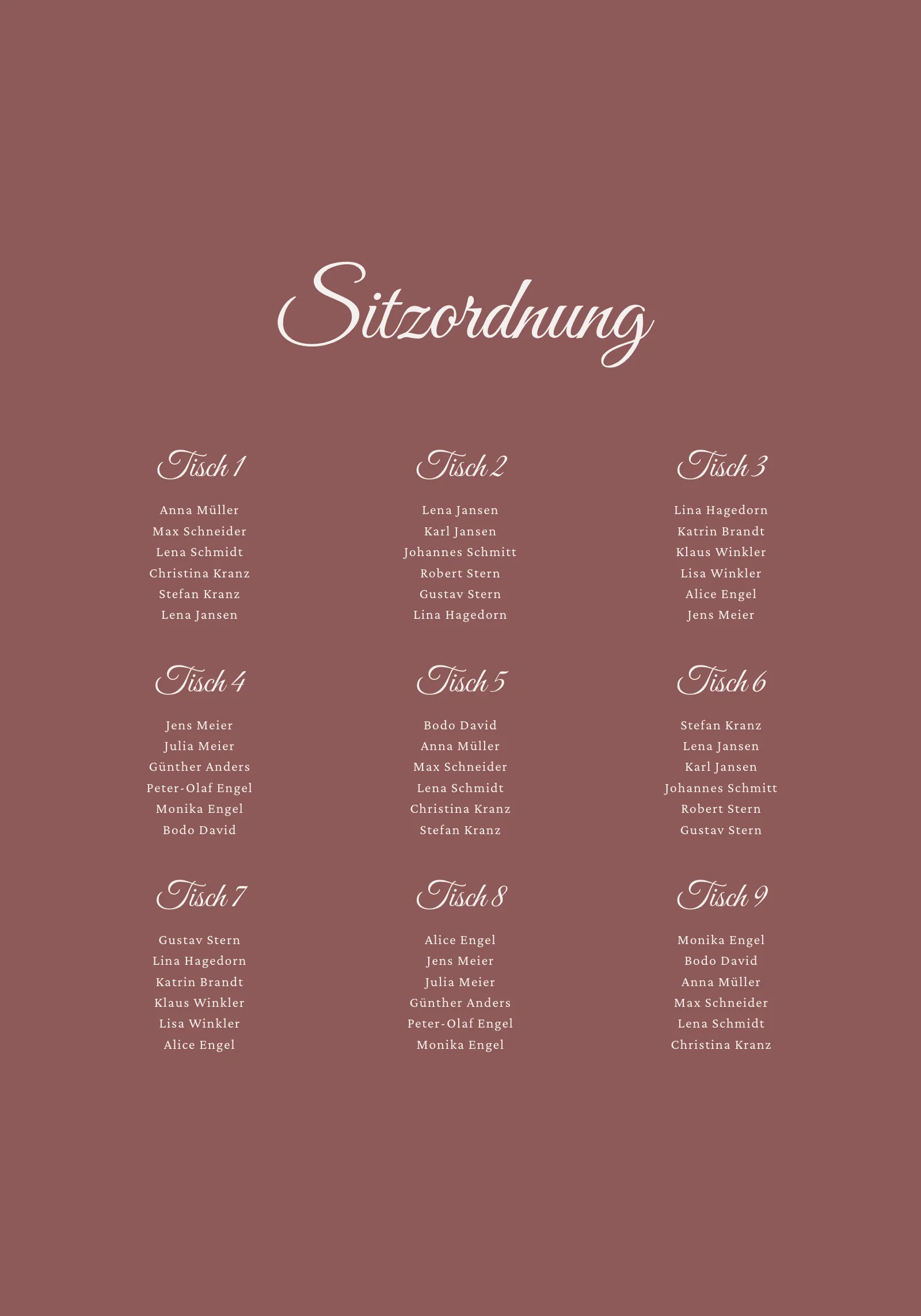 Sitzplan - Blush