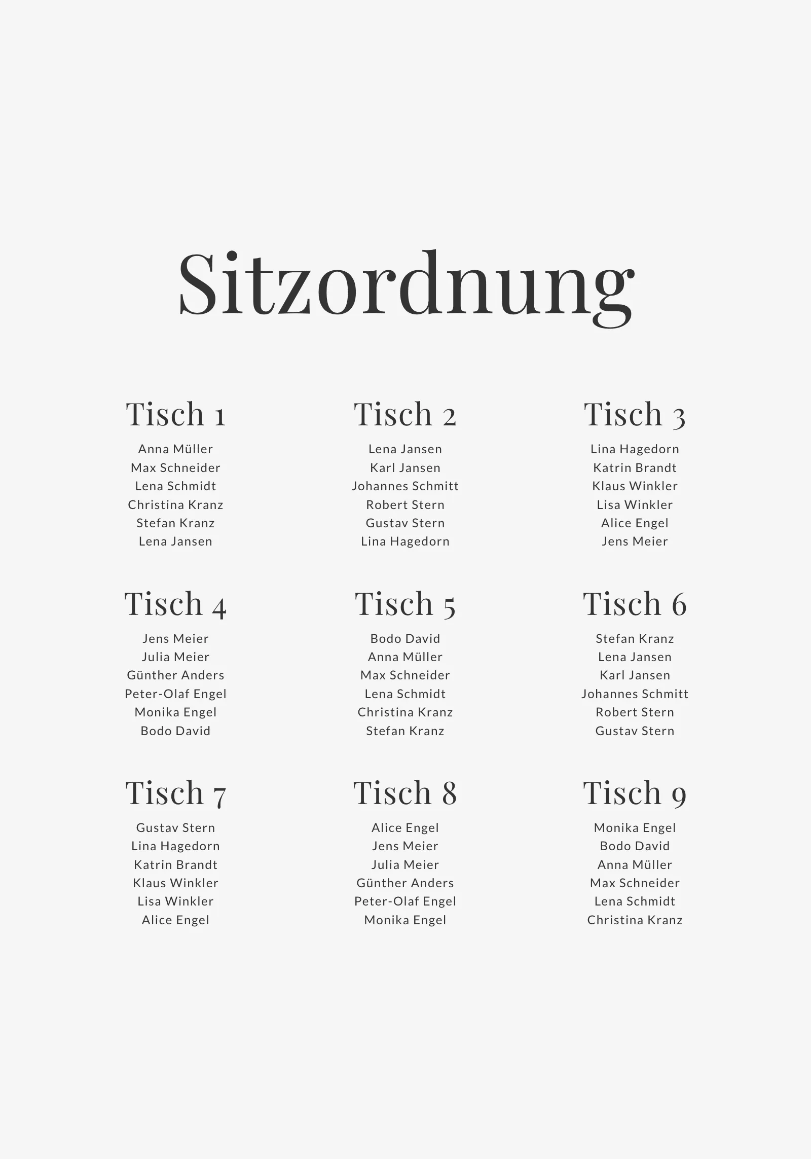 Sitzplan - Editorial