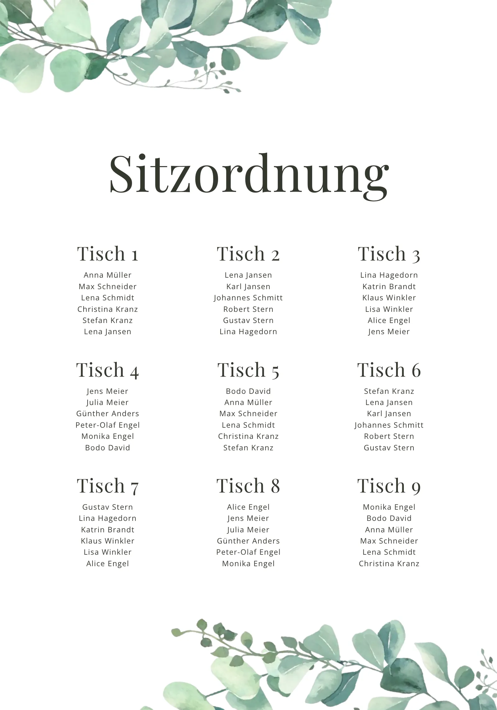 Sitzplan - Flora