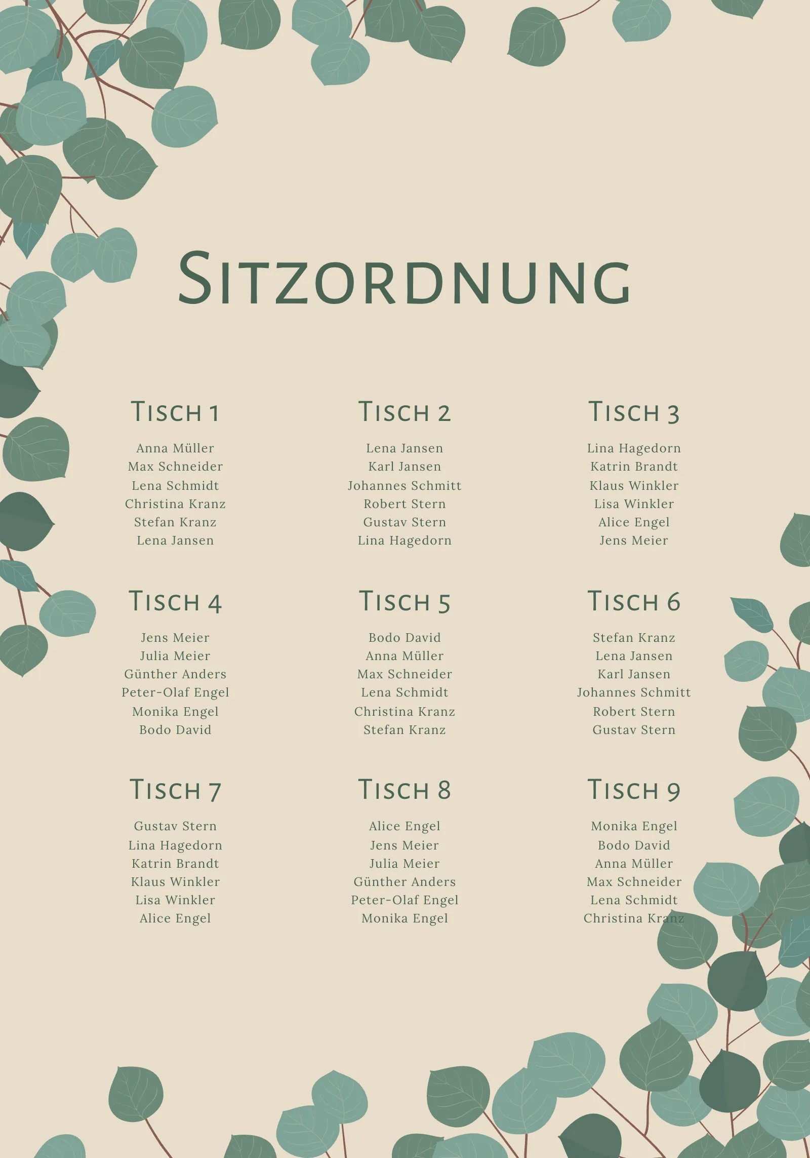 Sitzplan - Grove