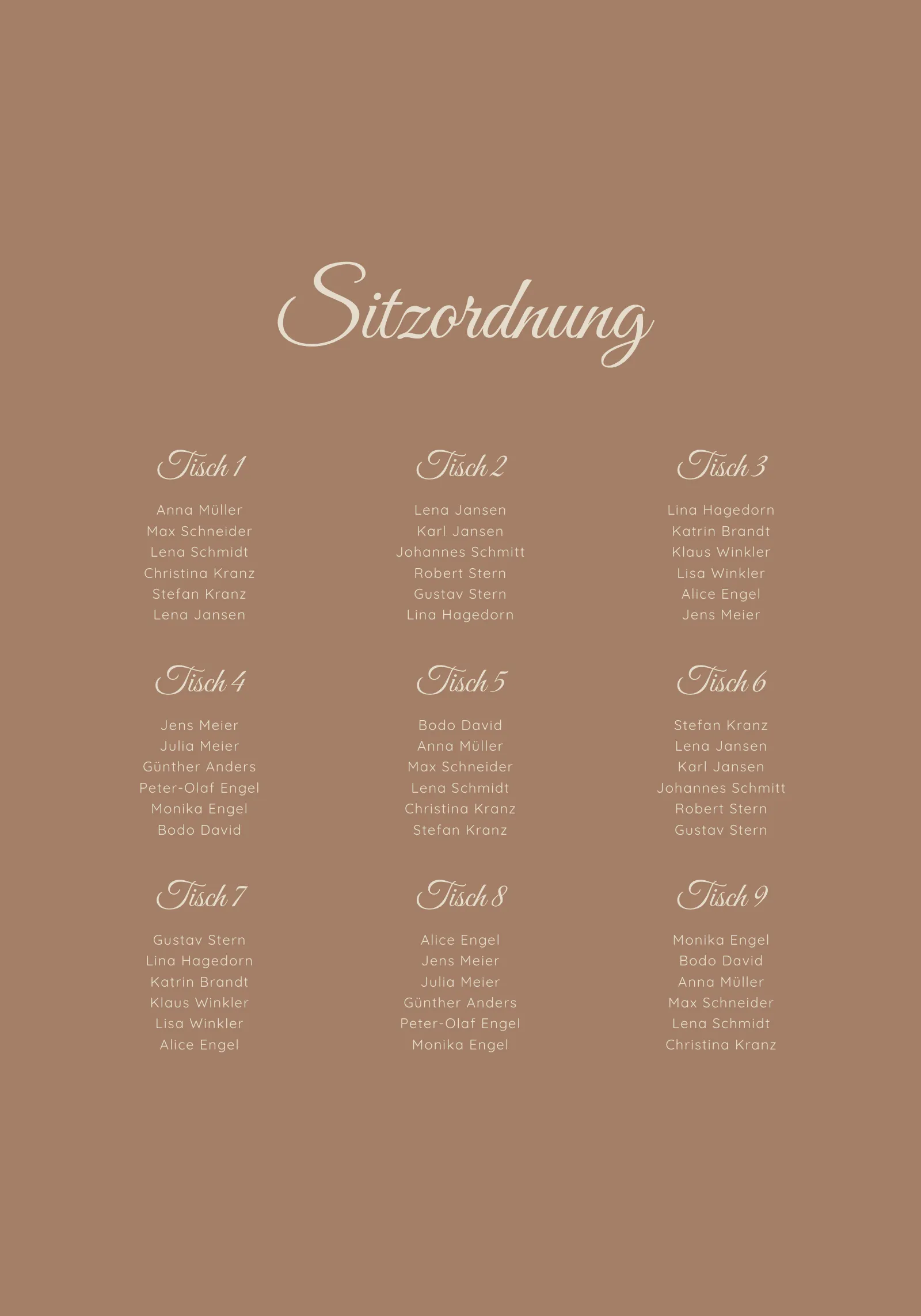 Sitzplan - Siena