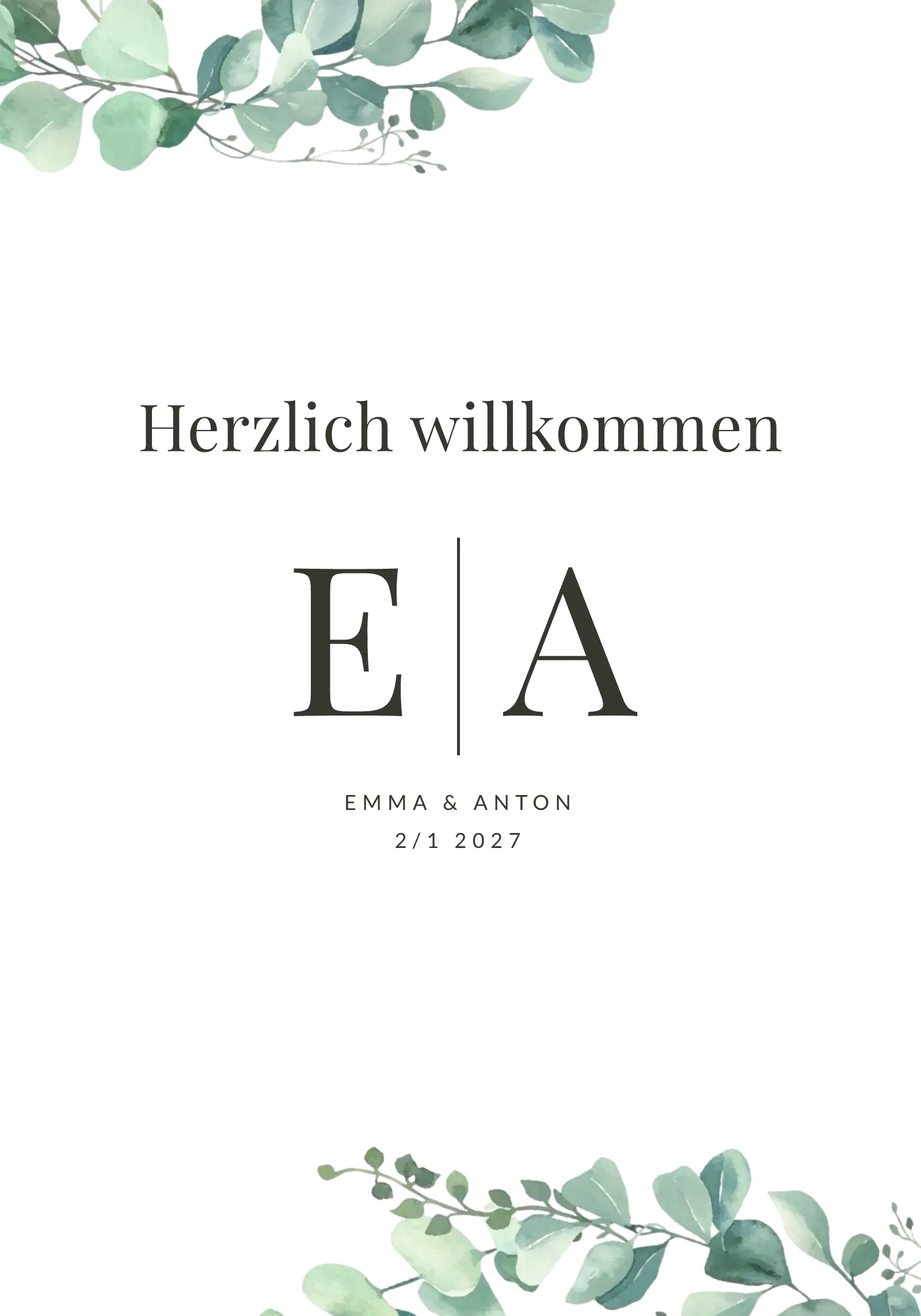 Willkommensschild zur Hochzeit - Flora