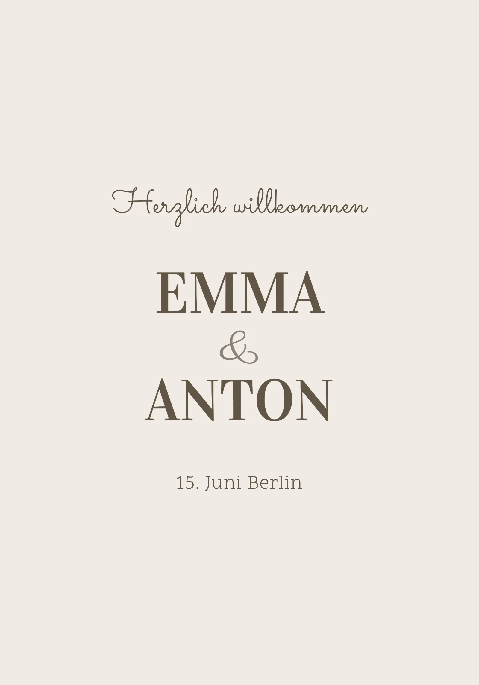 Willkommensschild zur Hochzeit - Linen