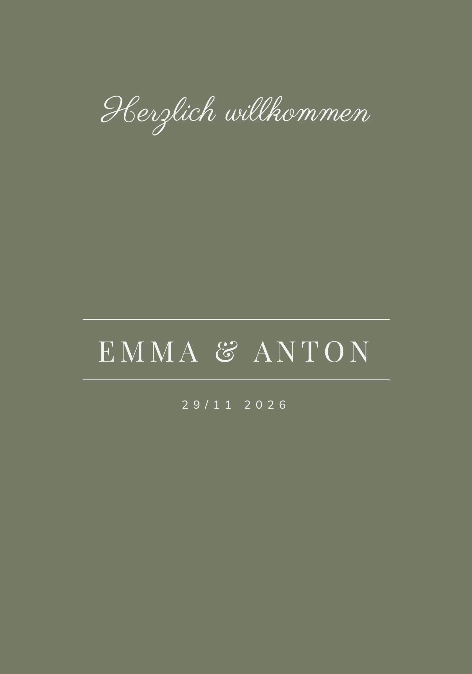 Willkommensschild zur Hochzeit - Moss