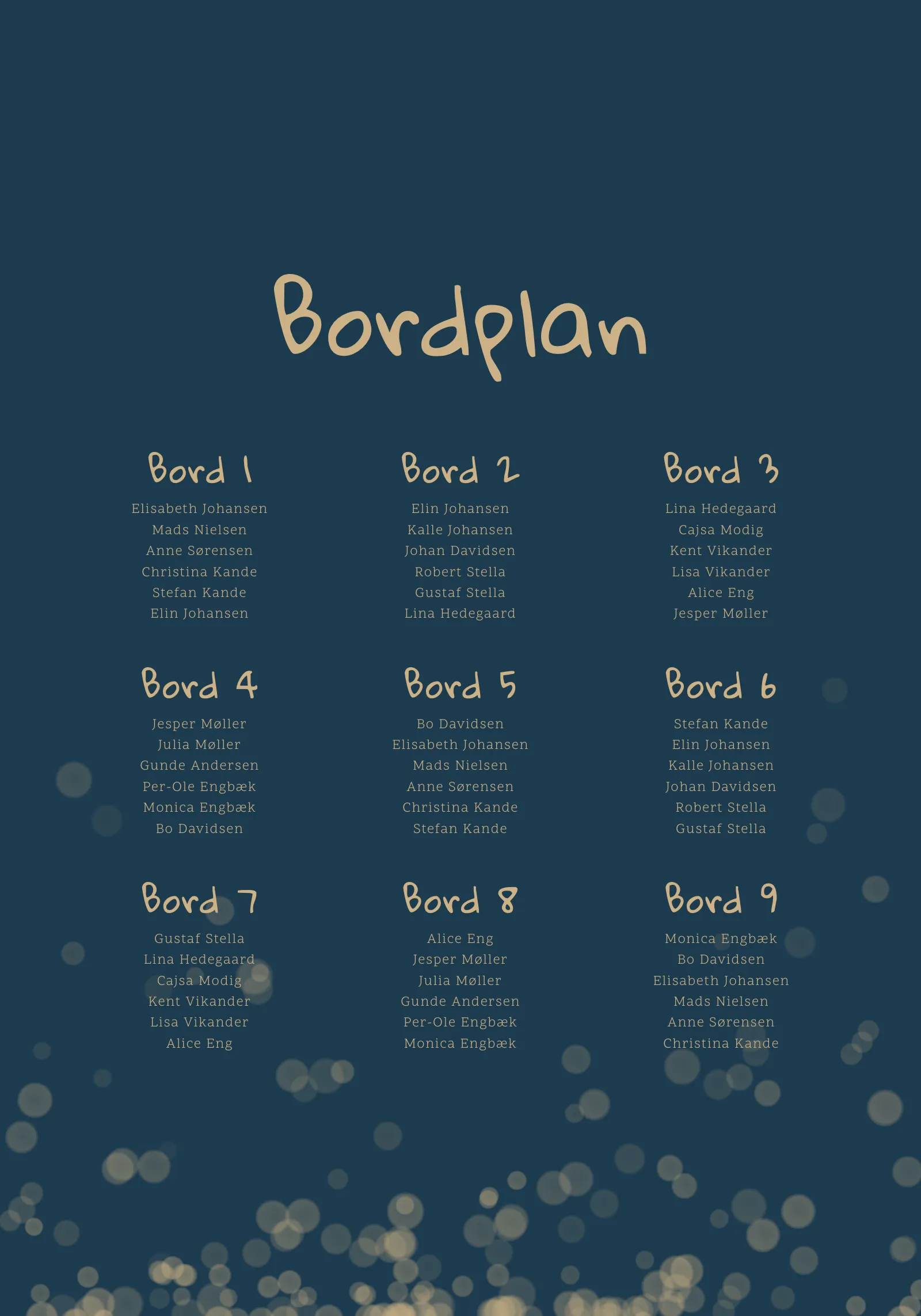 Bordplan - Afterglow