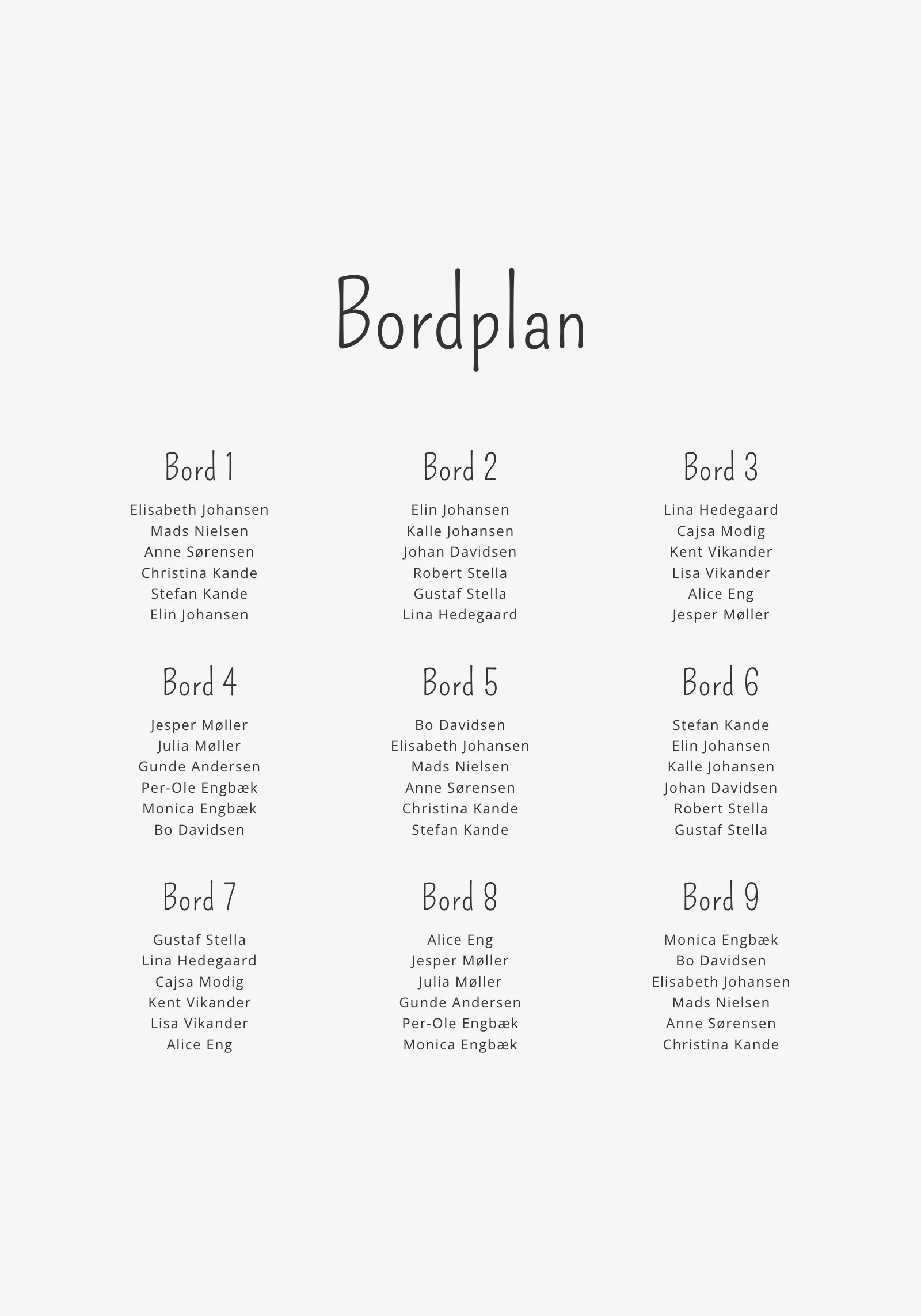 Bordplan - Feather