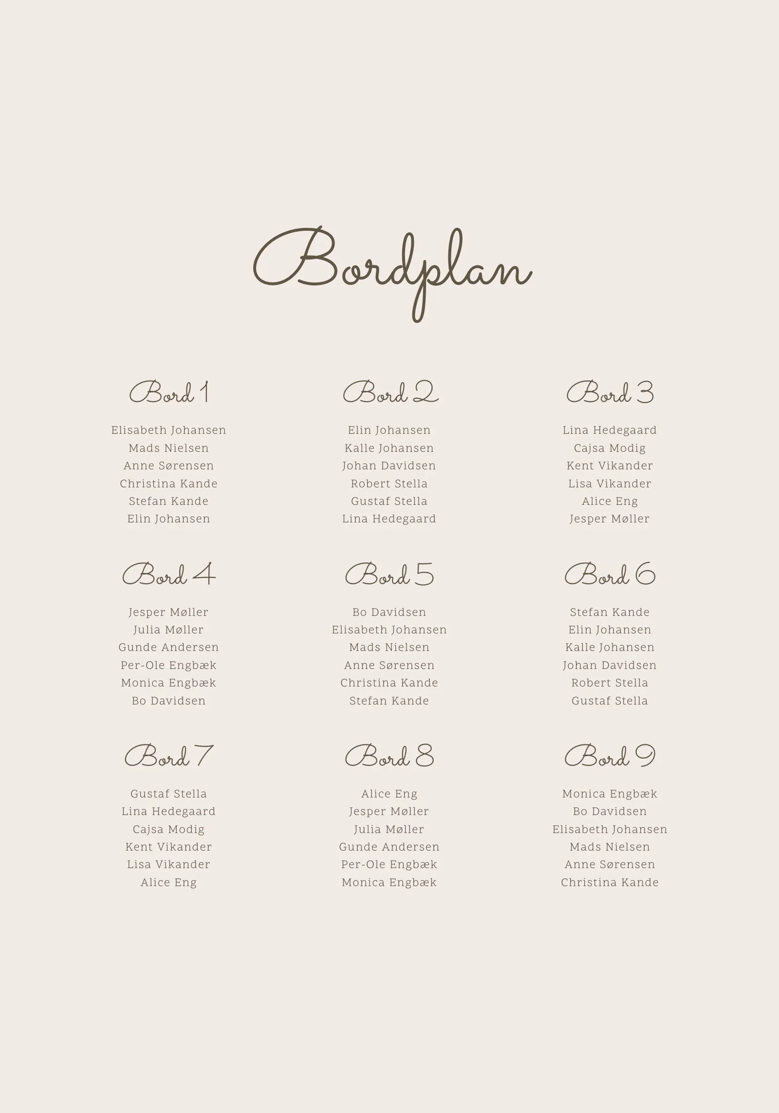 Bordplan - Linen