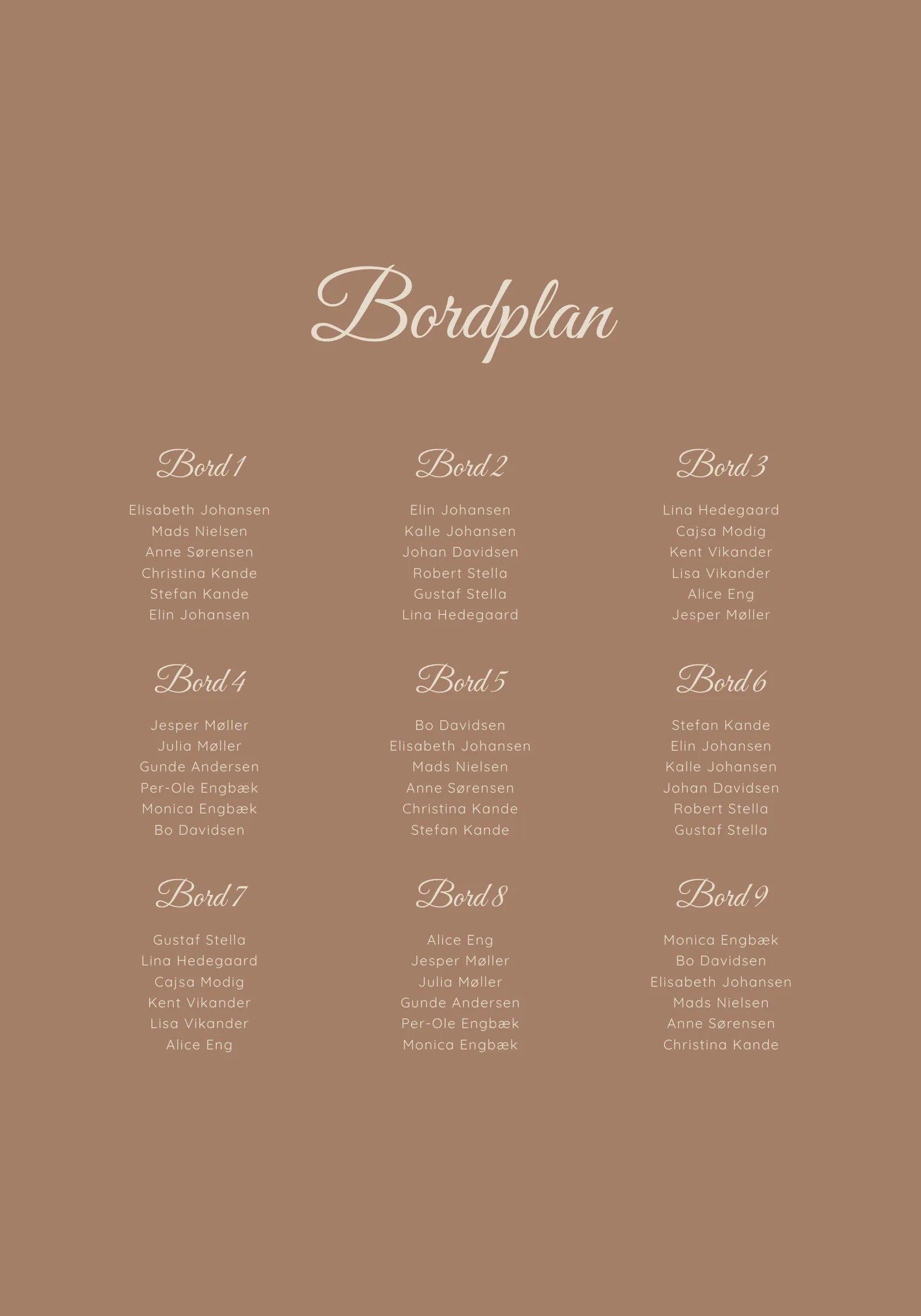 Bordplan - Siena