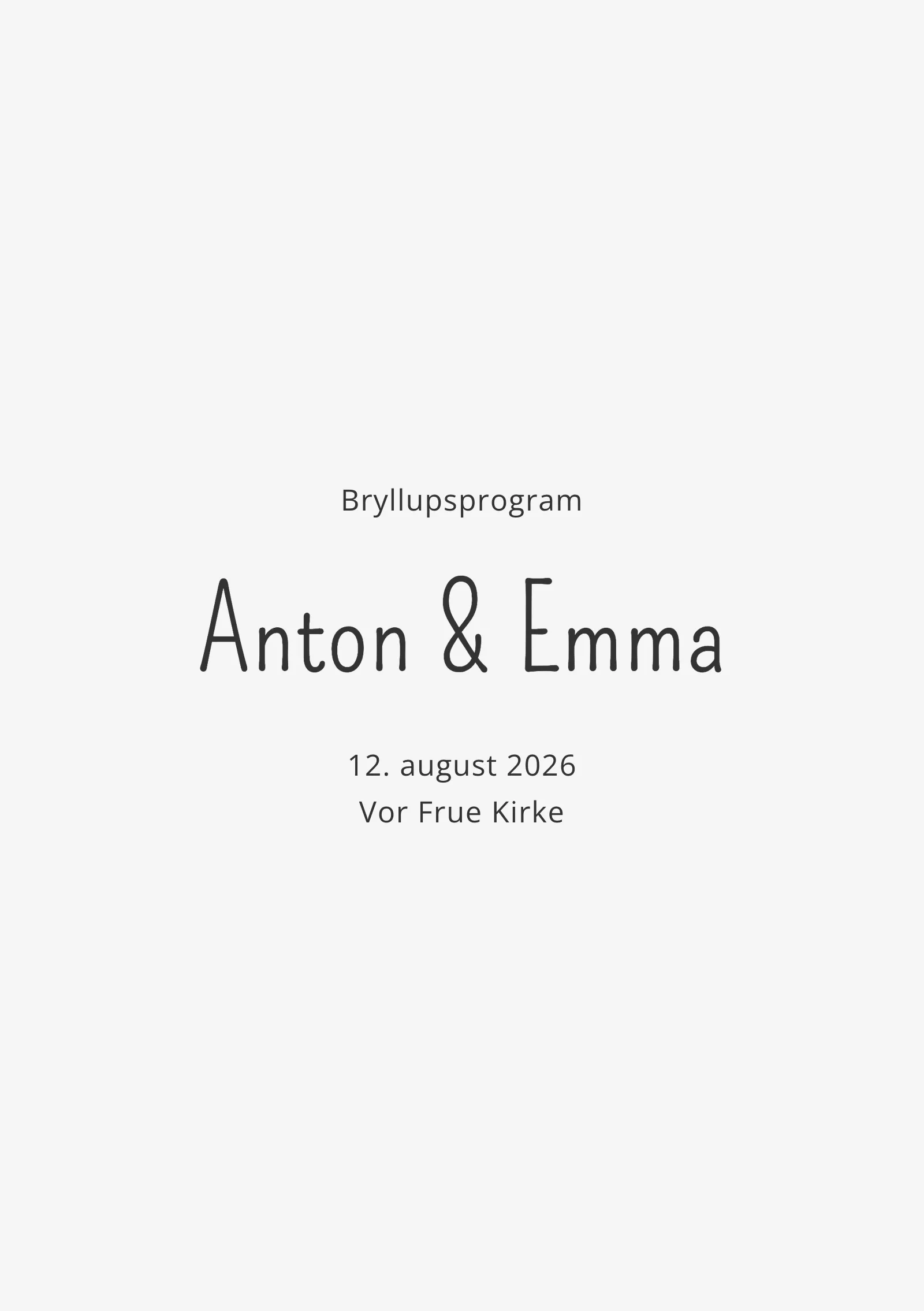 Bryllupsprogram - Feather