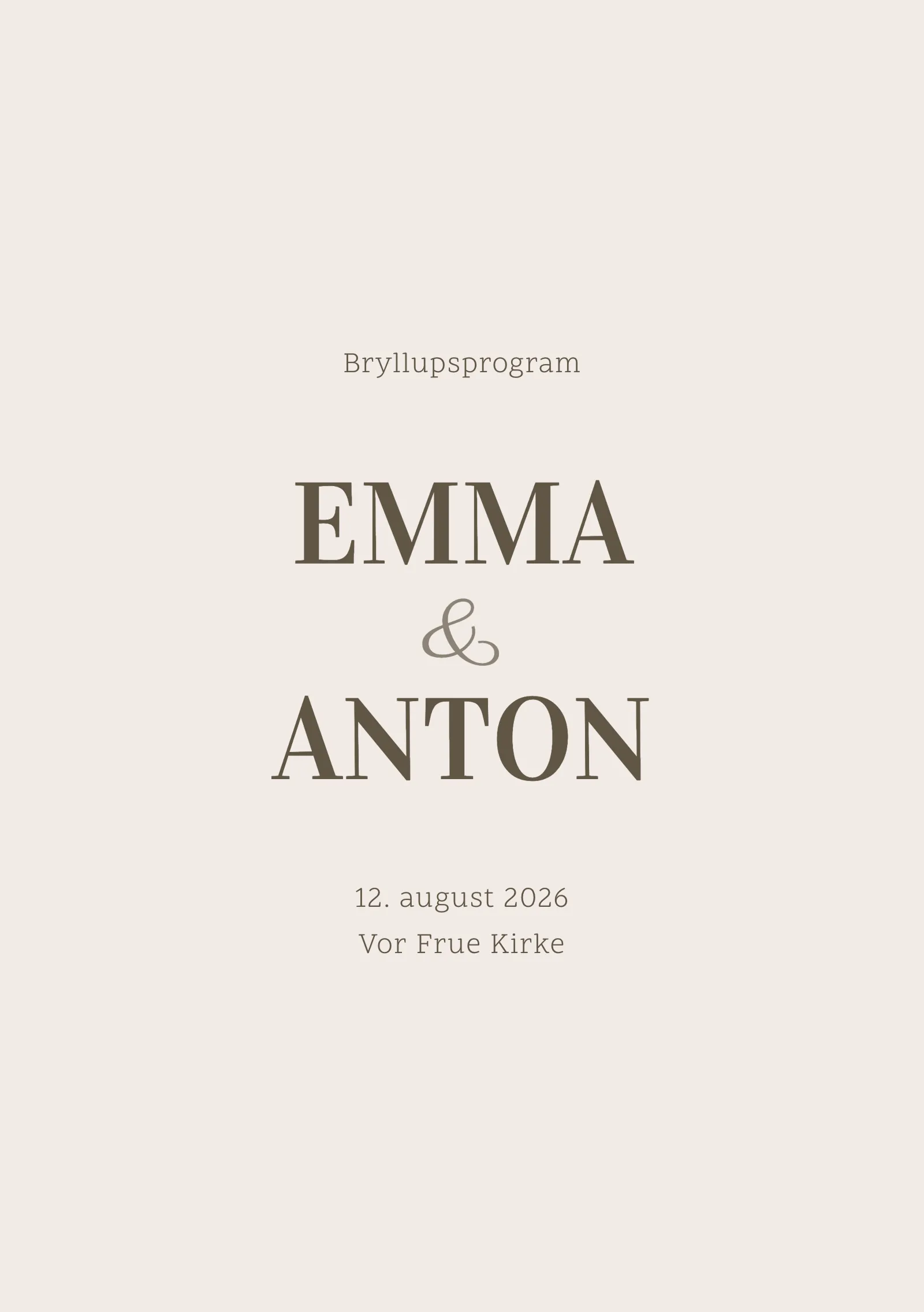Bryllupsprogram - Linen
