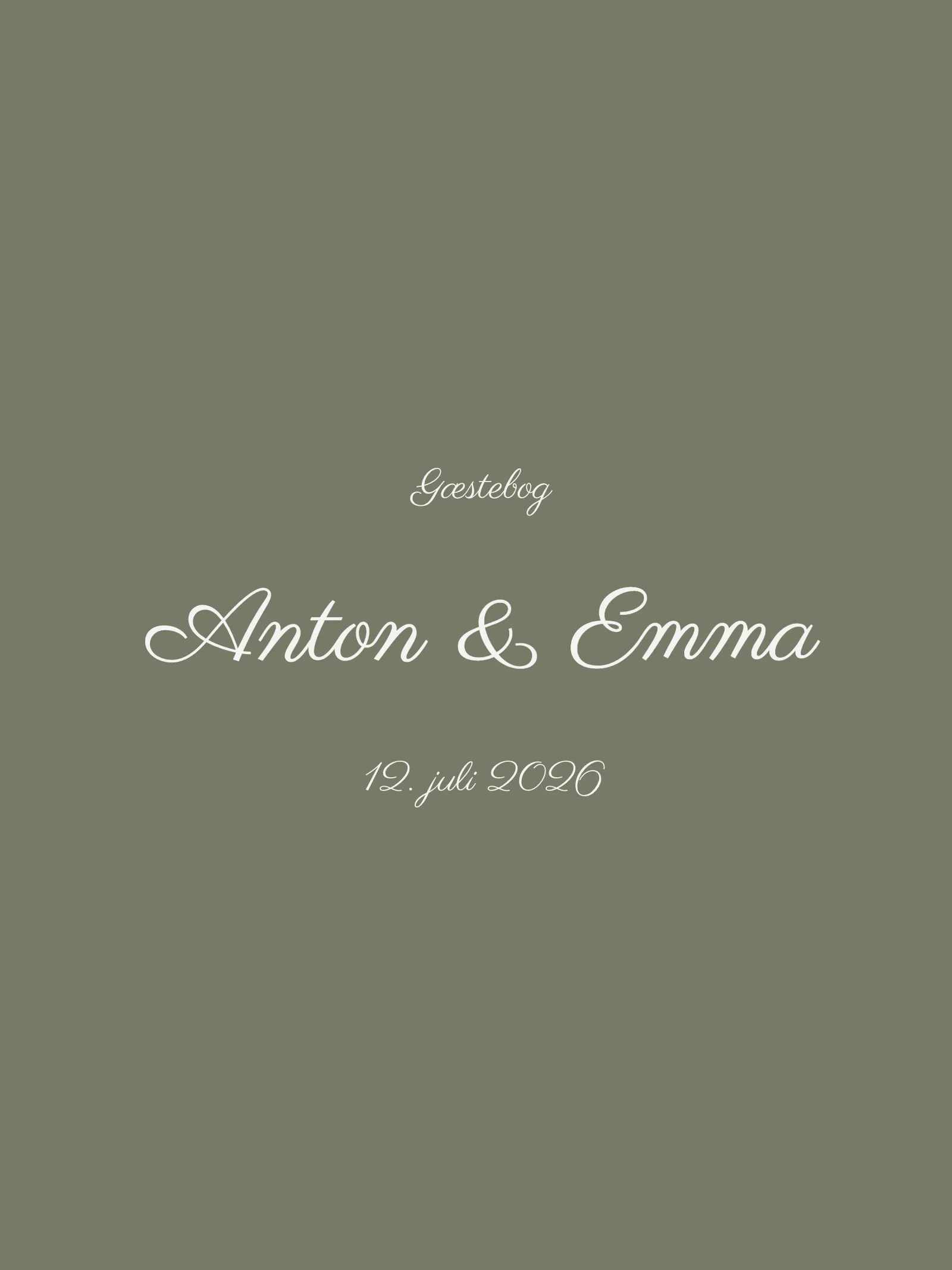 Gæstebog til bryllup - grøn med elegant typografi
