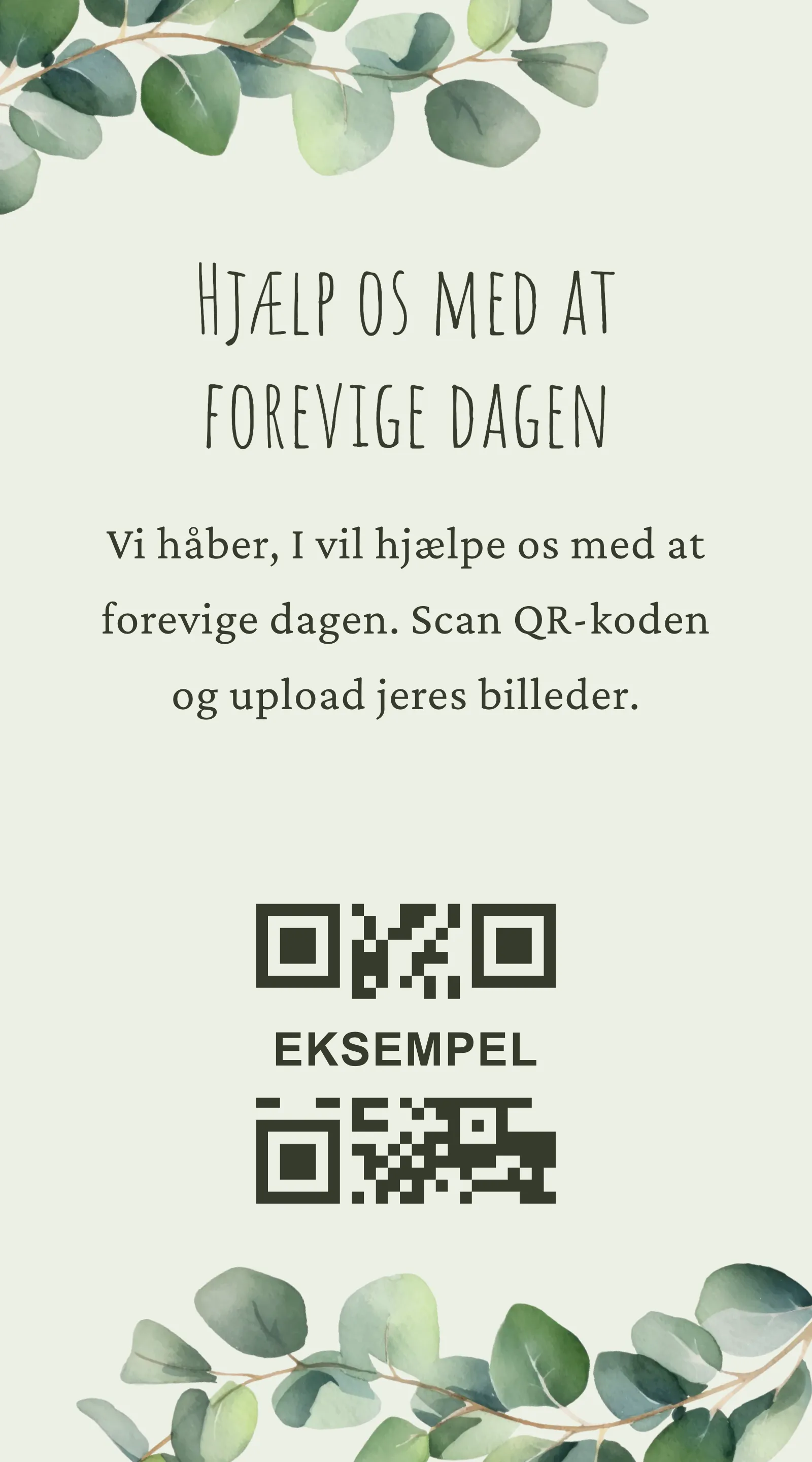 QR-kort til gæstebilleder - Eucalyptus