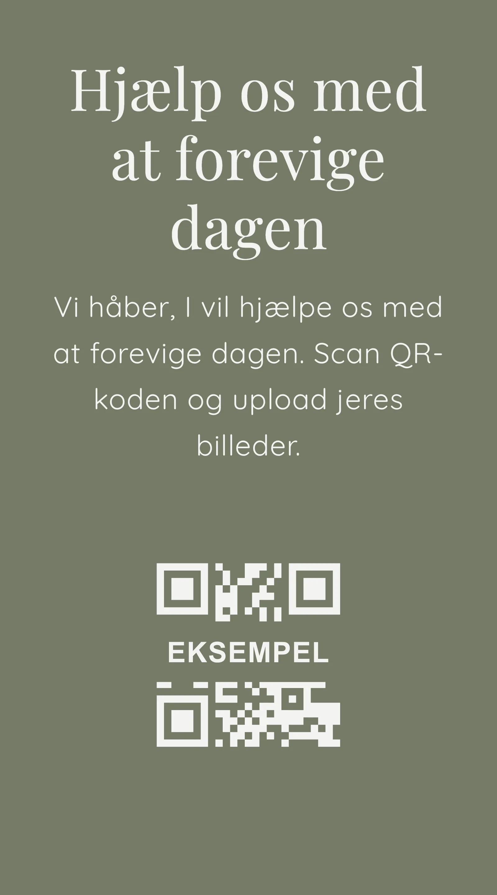 QR-kort til gæstebilleder - Grønt og stilrent