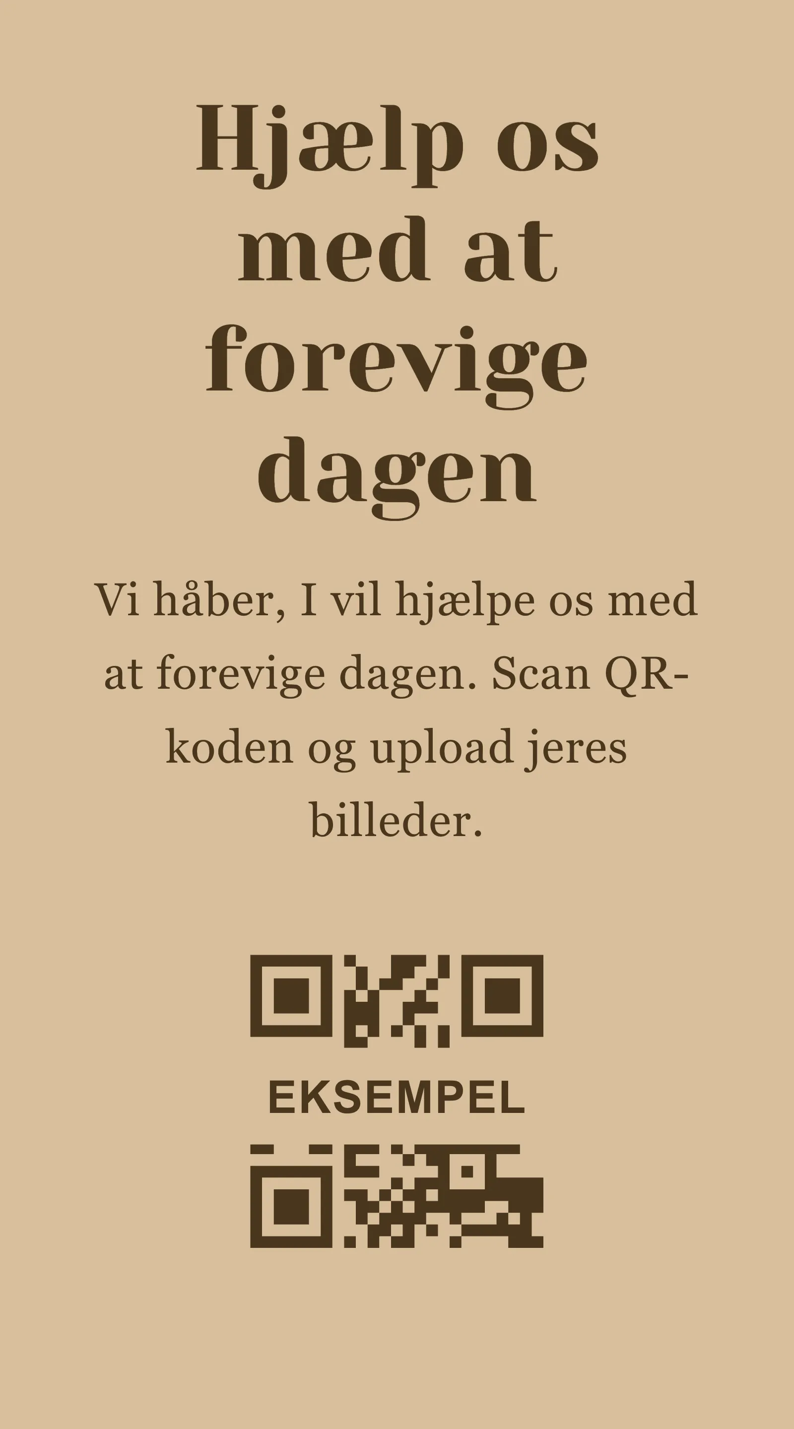 QR-kort til gæstebilleder - Stilrent, brunt og moderne