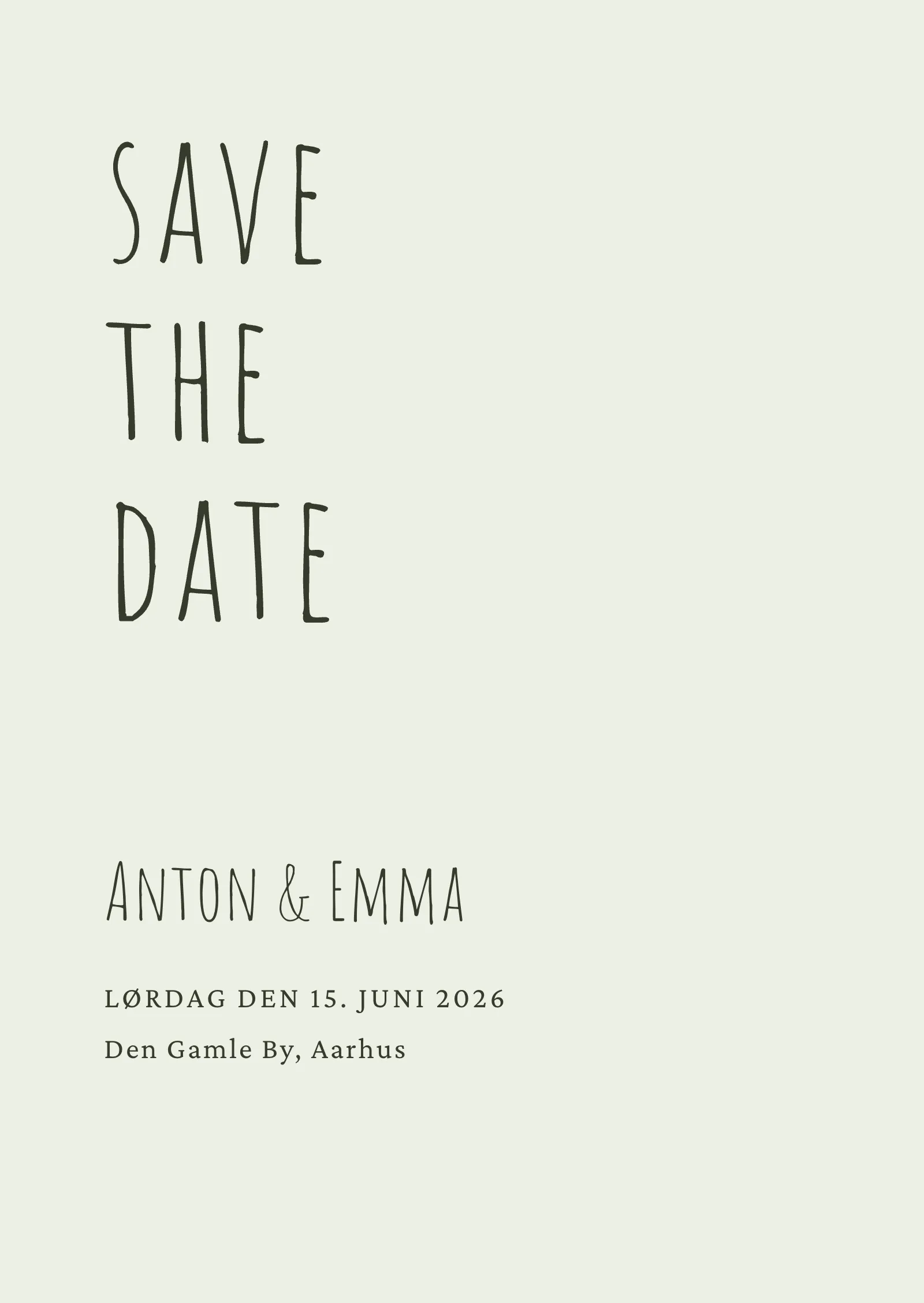 Save the date-kort - Eucalyptus