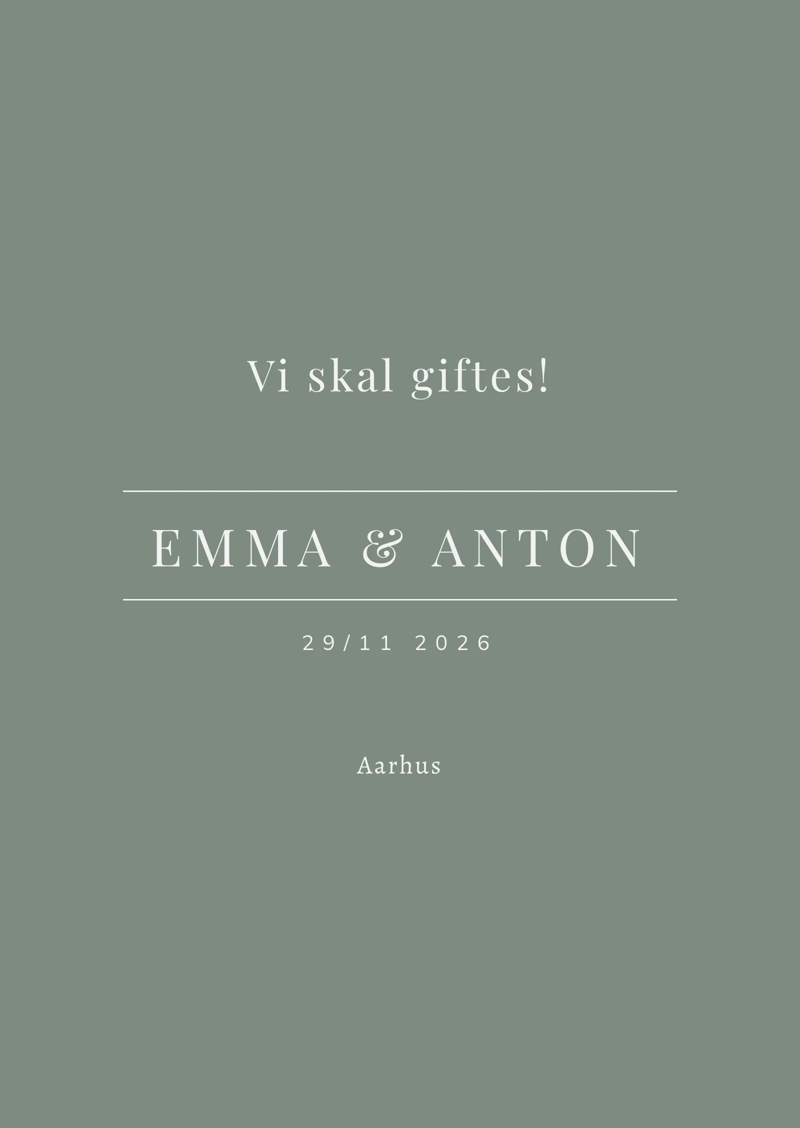 Save the date-kort - Grønt og elegant