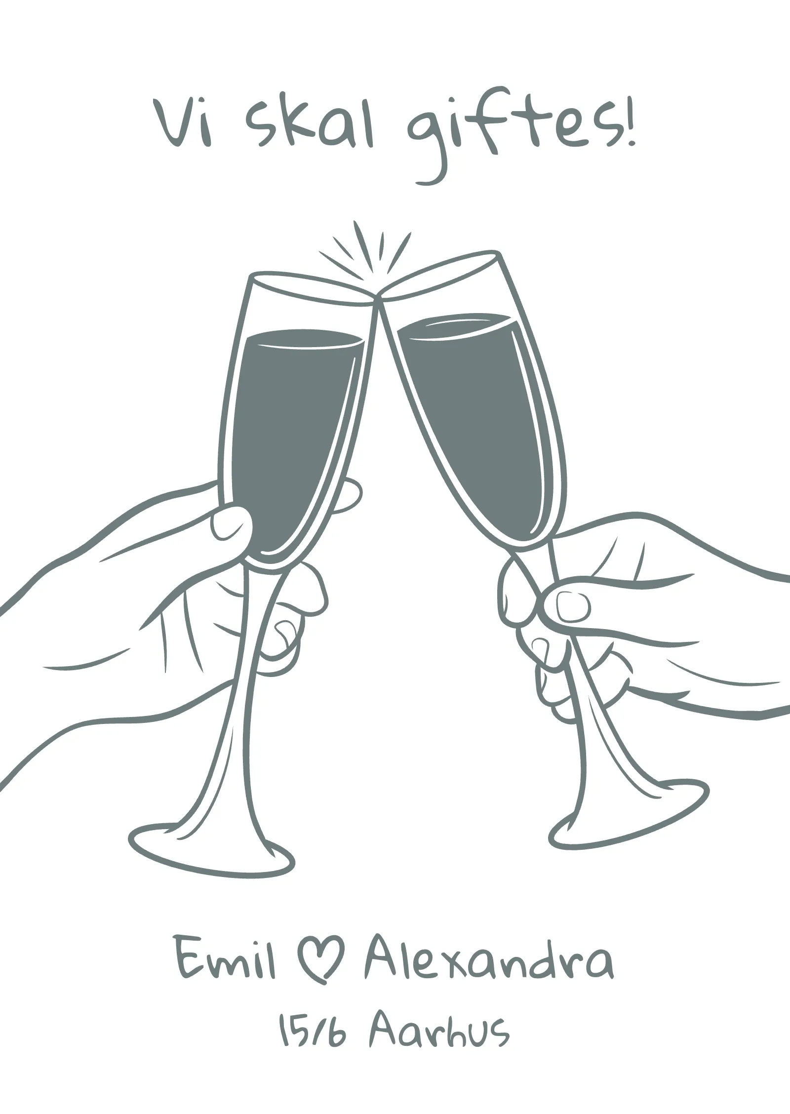 Save the date-kort - Skålende champagneglas
