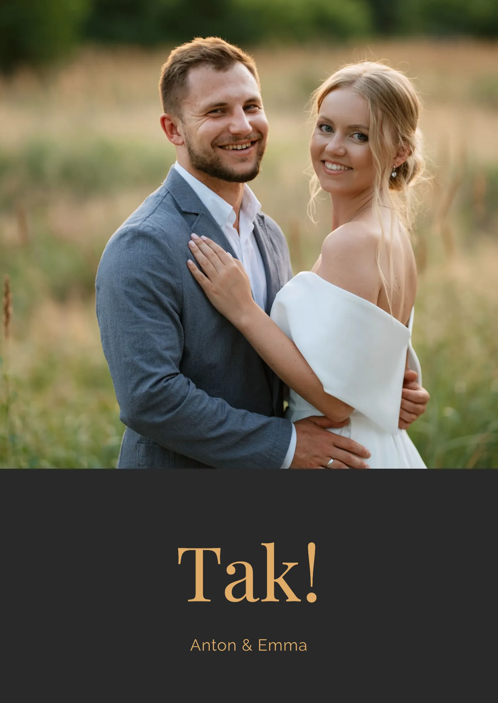 Takkekort til bryllup - elegant med foto