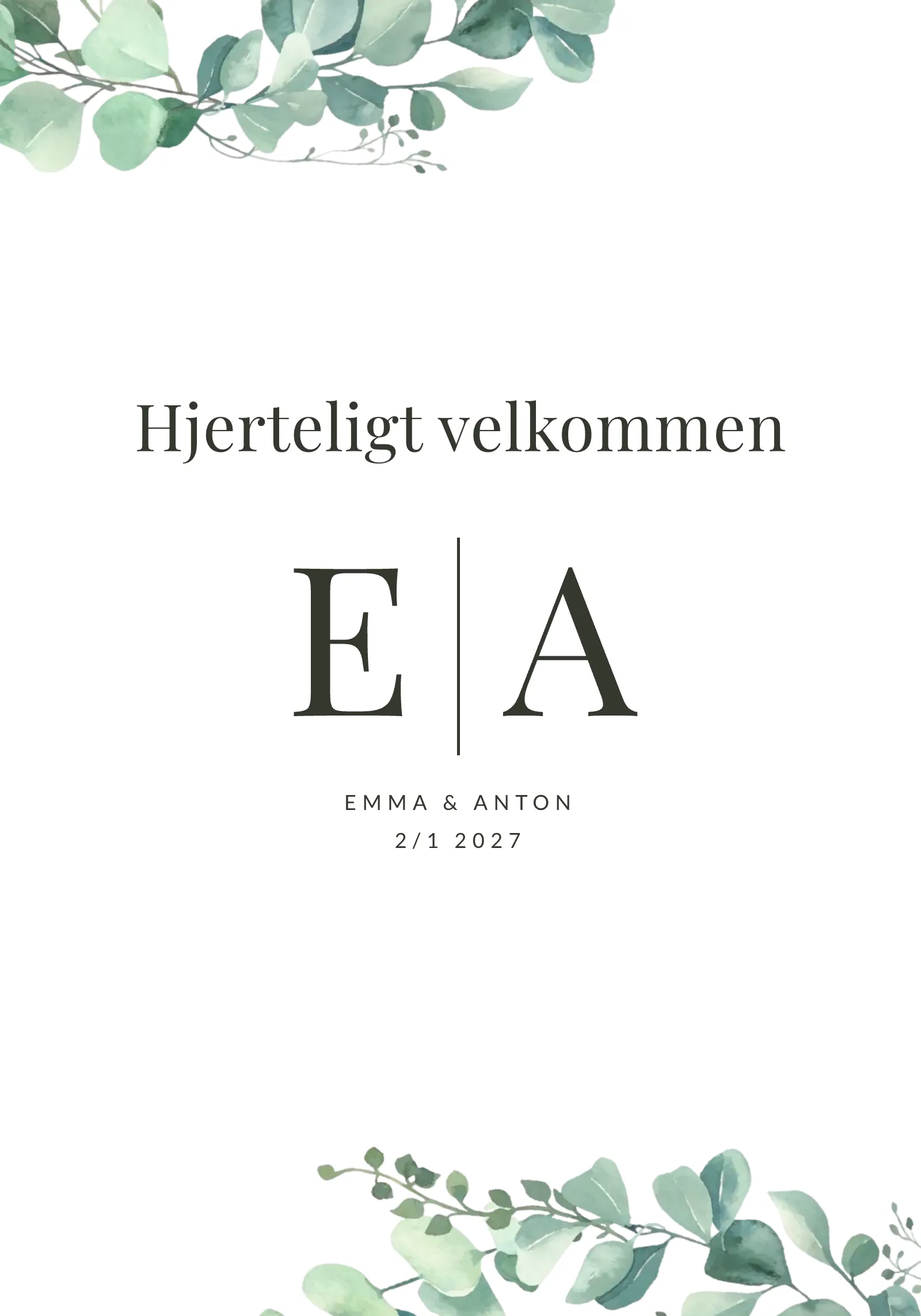 Velkomstskilt til bryllup - Flora