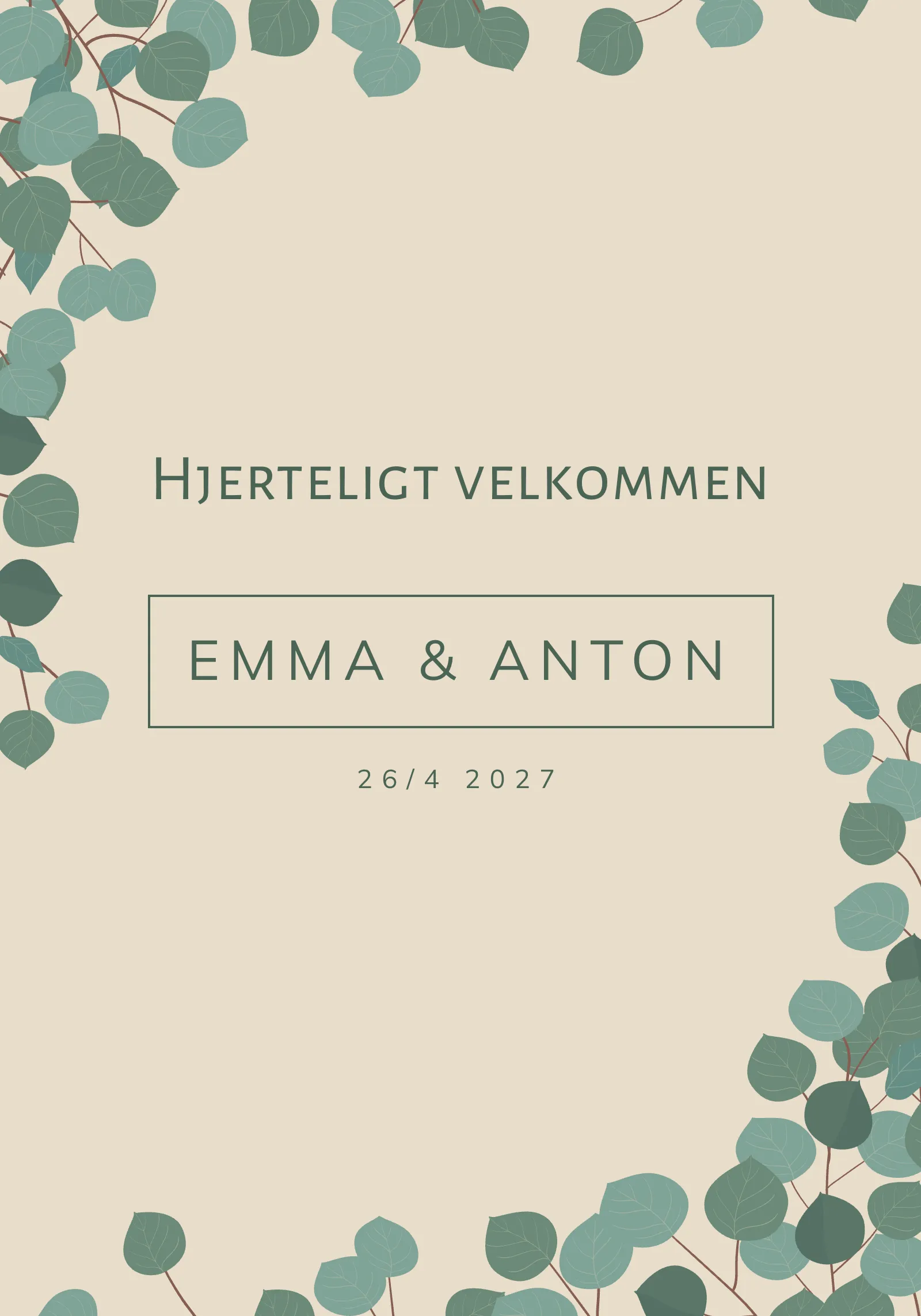 Velkomstskilt til bryllup - Grove