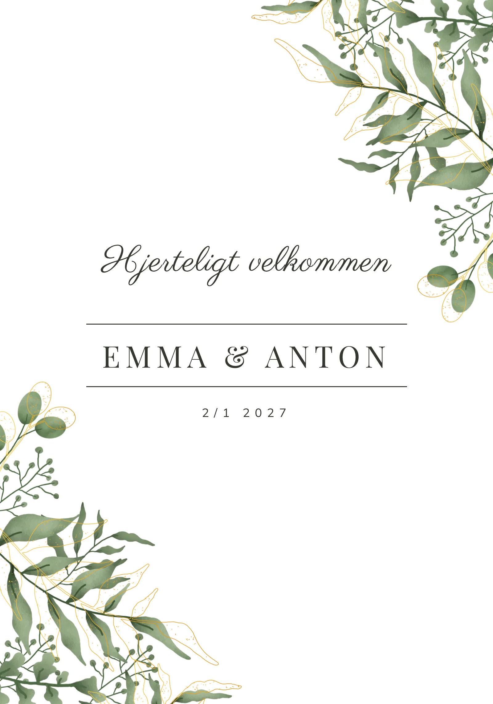 Velkomstskilt til bryllup - Sylvan